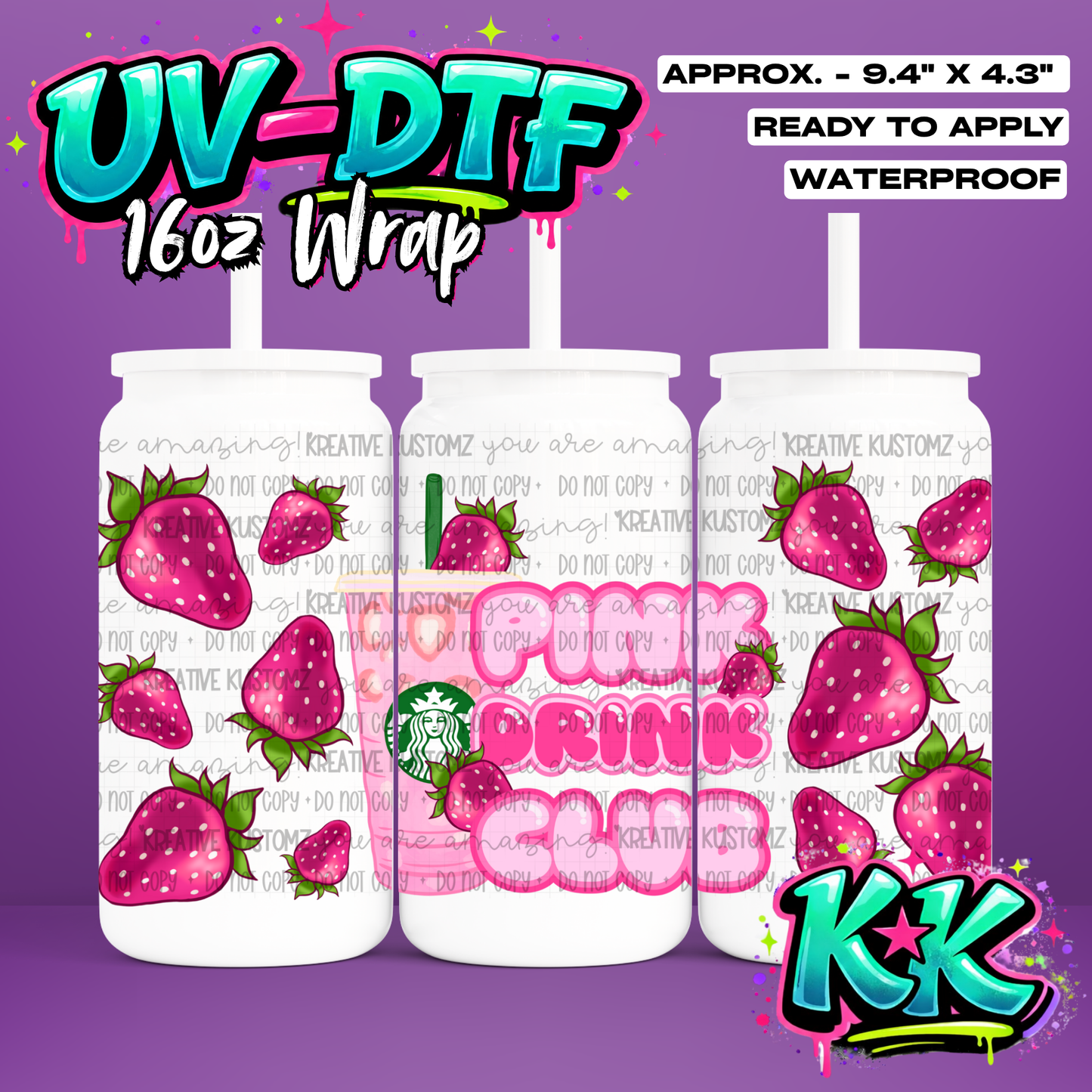0045 | UV DTF Cup Wrap for 16oz Libbey Glass