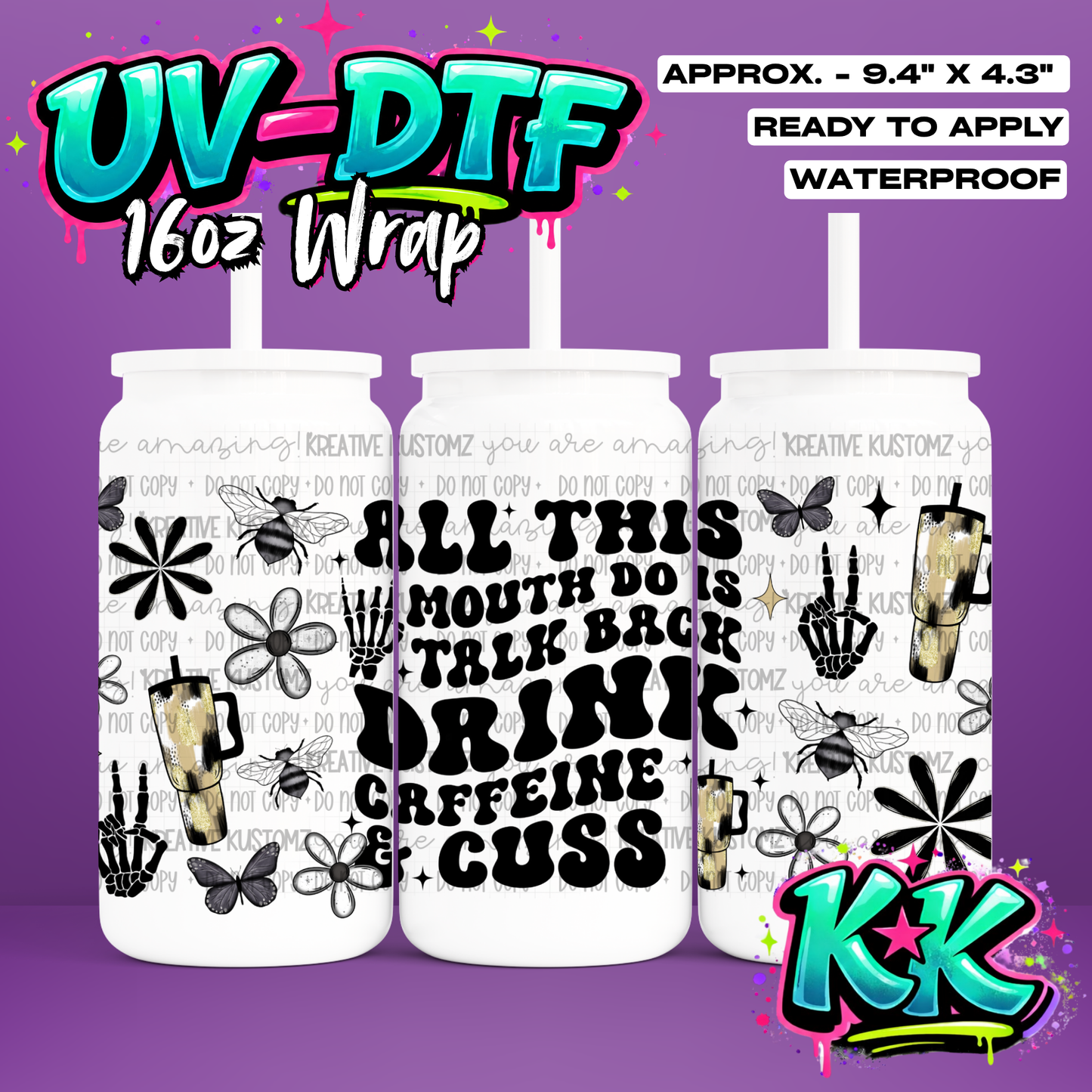 0065 | UV DTF Cup Wrap for 16oz Libbey Glass
