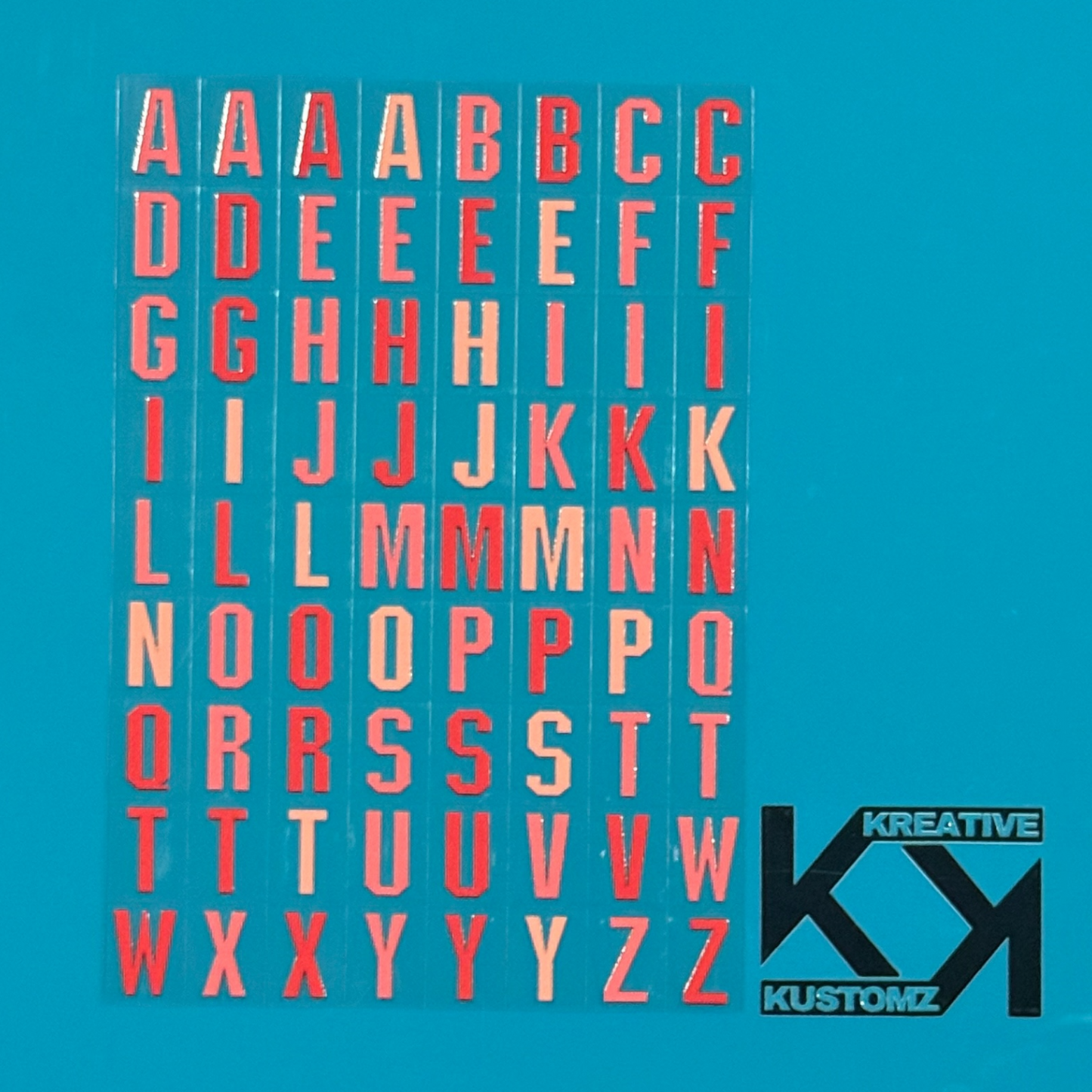 A5 UVDTF Element Sheet - Pink Red ABC