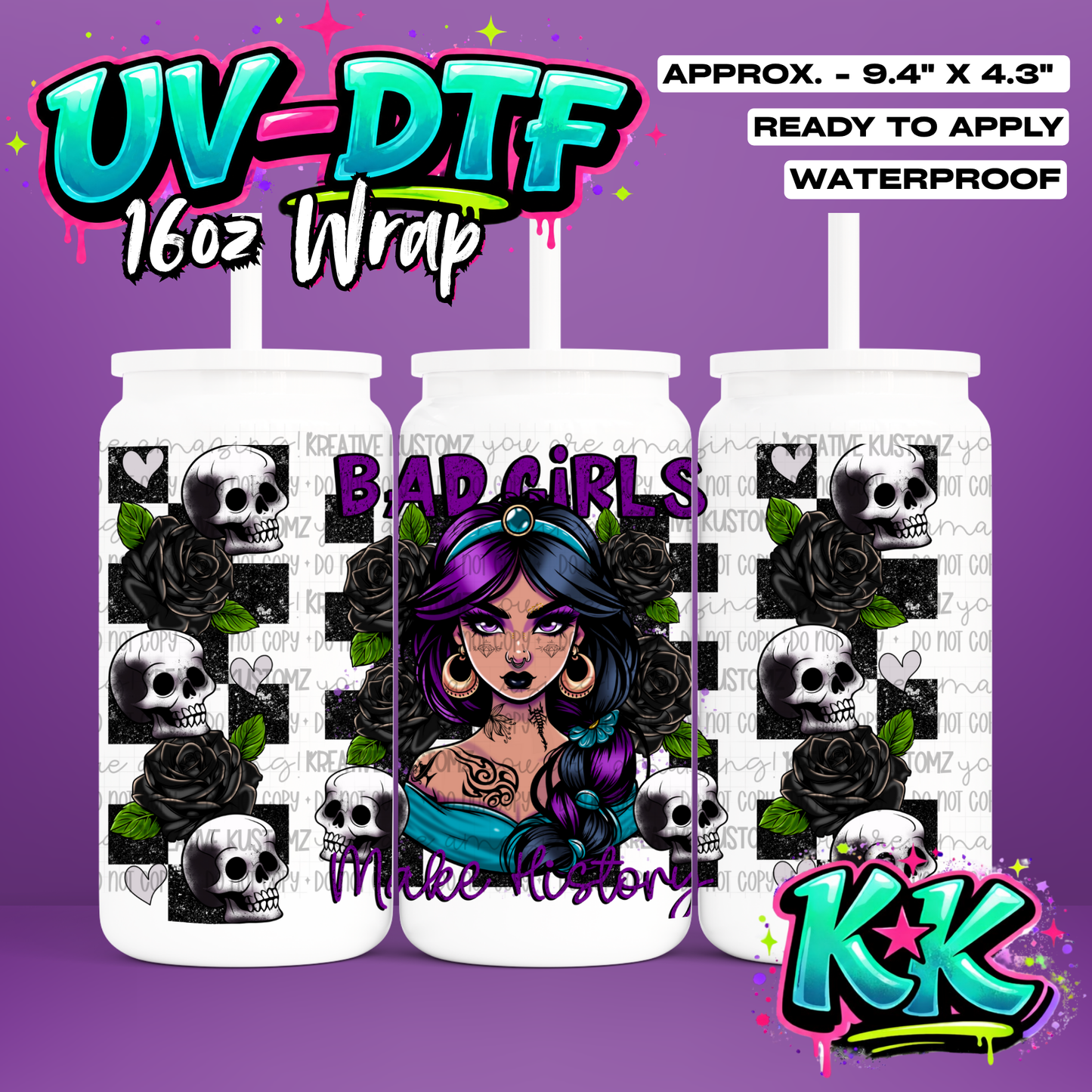 406 | UV DTF Cup Wrap for 16oz Libbey Glass