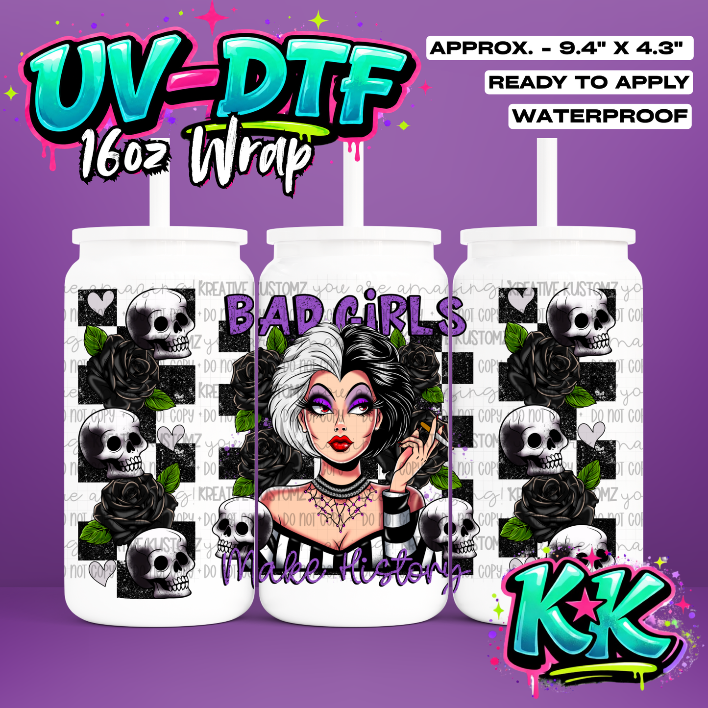 408 | UV DTF Cup Wrap for 16oz Libbey Glass