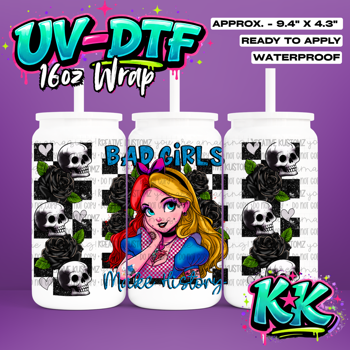 414 | UV DTF Cup Wrap for 16oz Libbey Glass