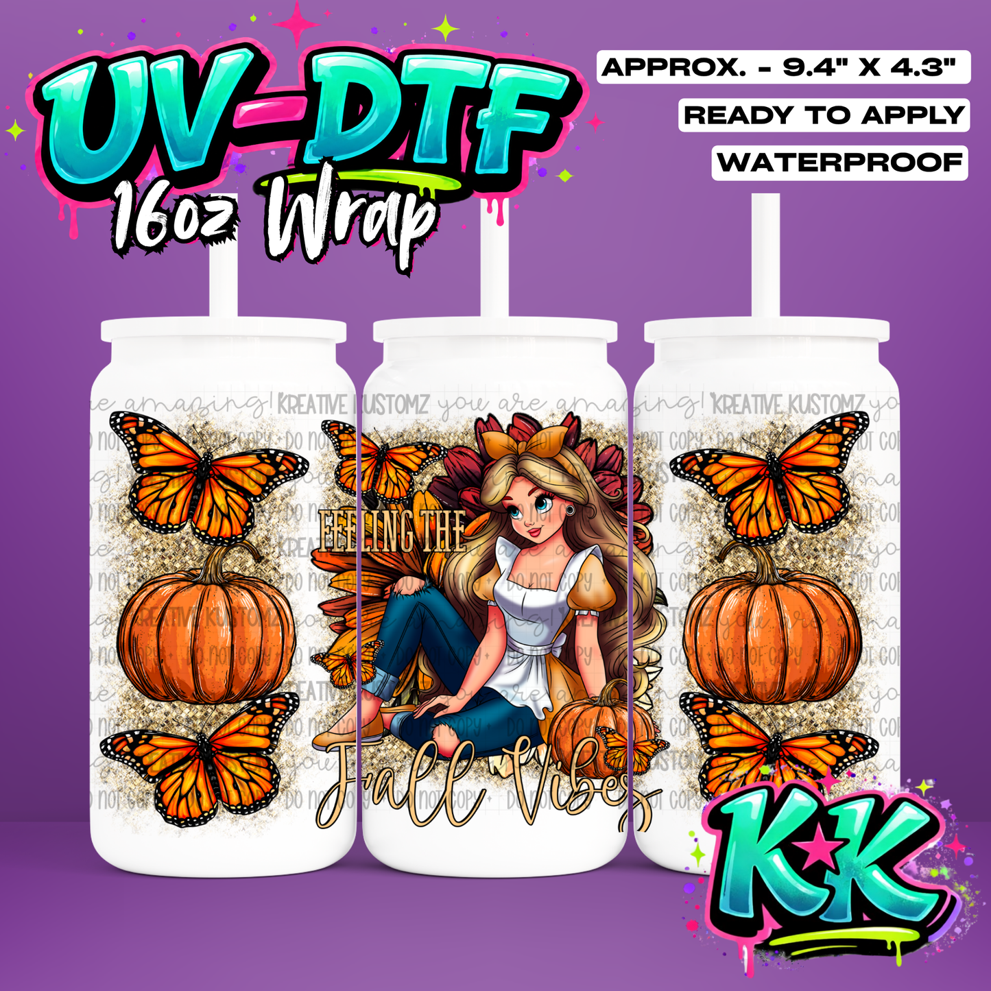425 | UV DTF Cup Wrap for 16oz Libbey Glass