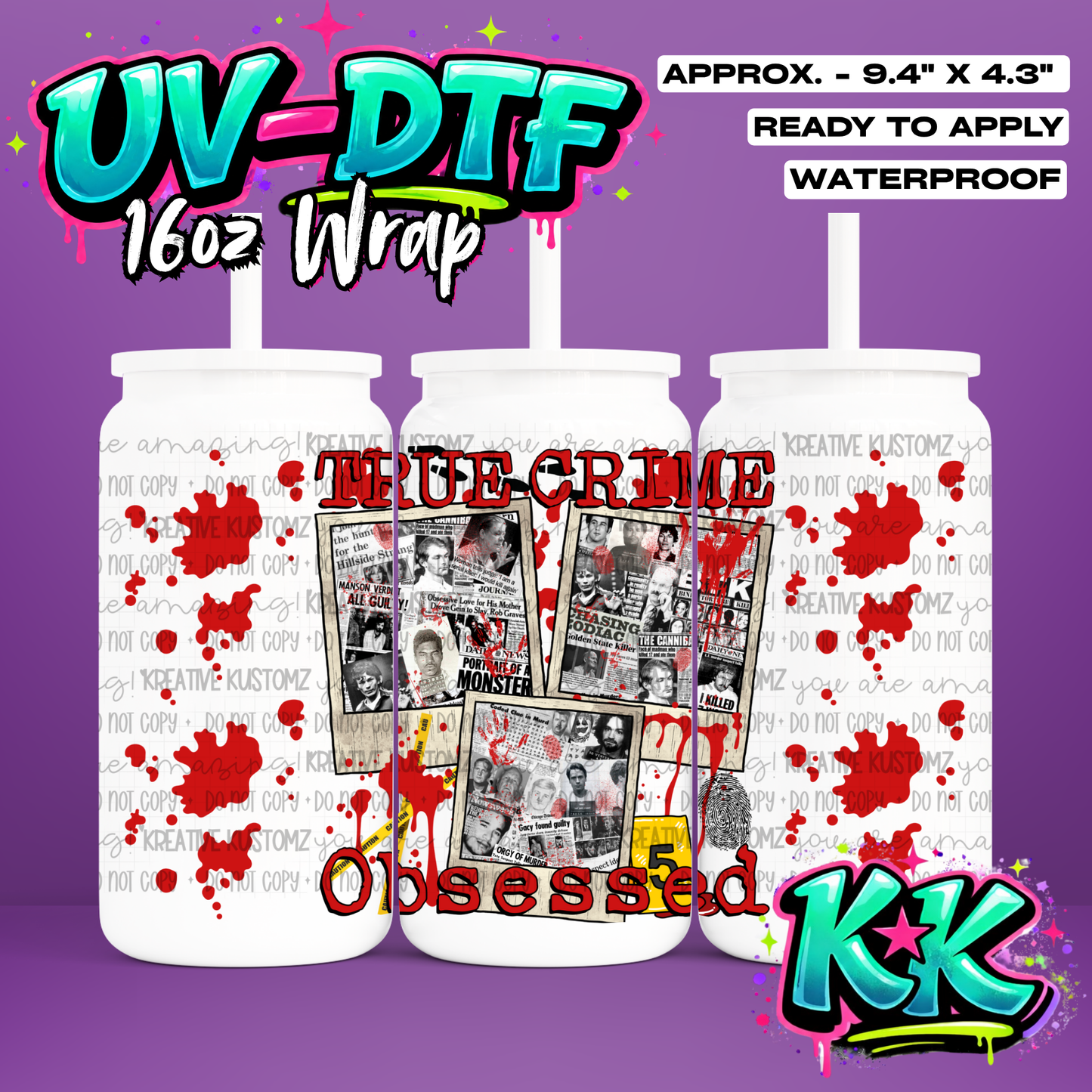 505 | UV DTF Cup Wrap for 16oz Libbey Glass