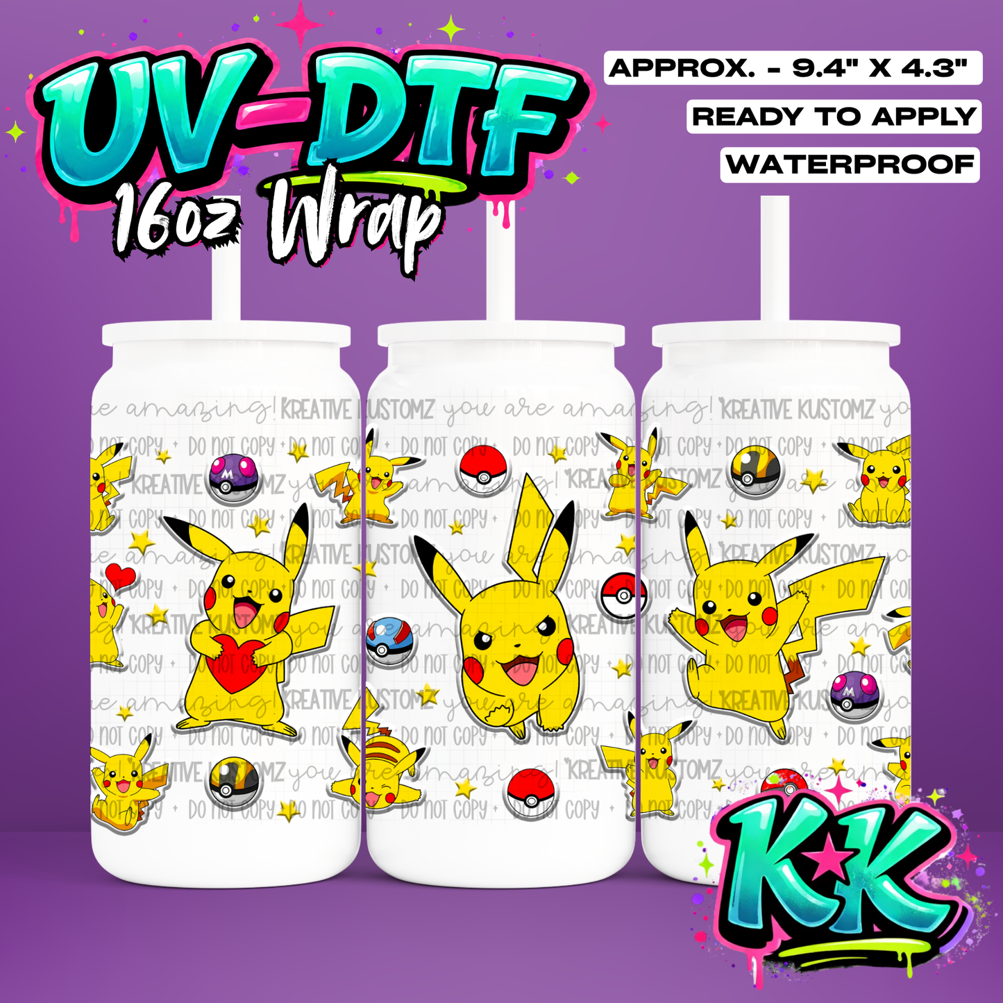 520 | UV DTF Cup Wrap for 16oz Libbey Glass