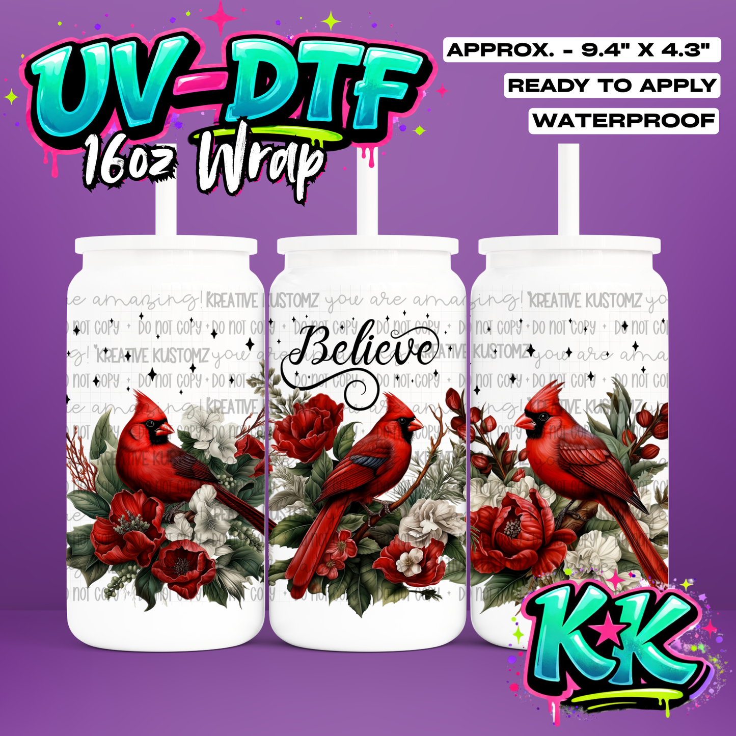 526 | UV DTF Cup Wrap for 16oz Libbey Glass