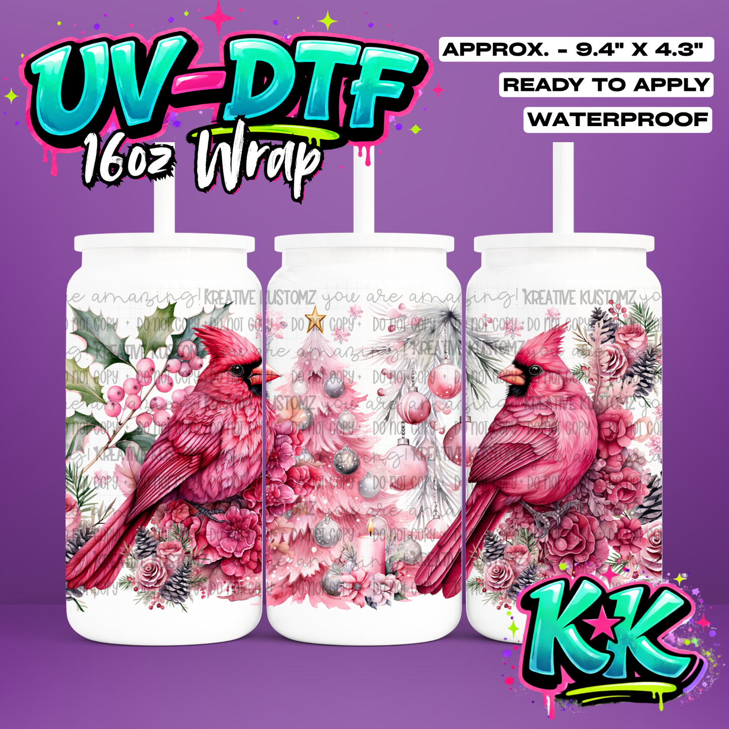 527 | UV DTF Cup Wrap for 16oz Libbey Glass