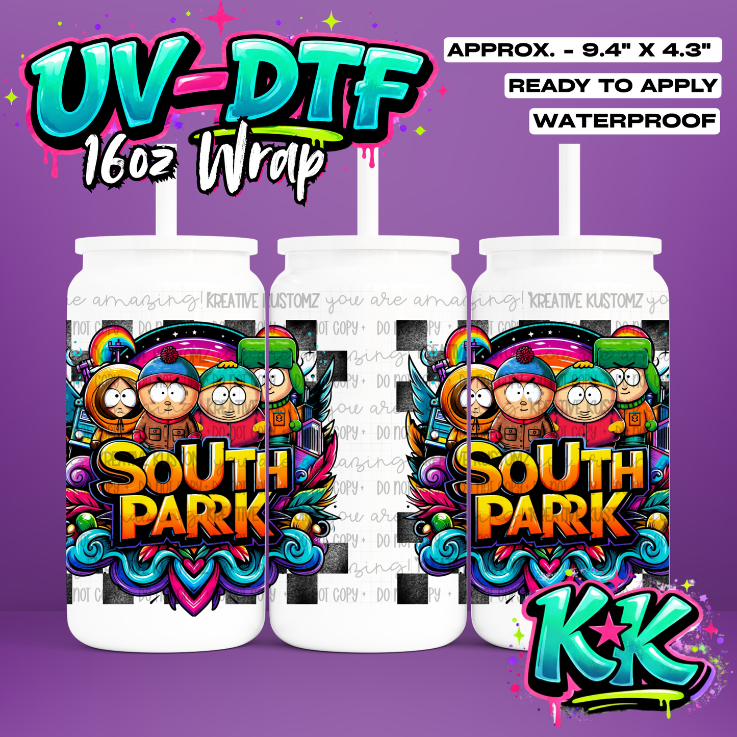 538 | UV DTF Cup Wrap for 16oz Libbey Glass