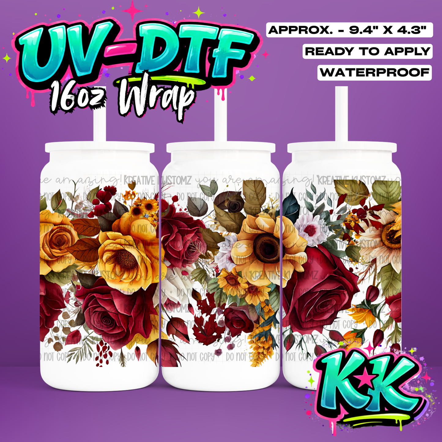 572 | UV DTF Cup Wrap for 16oz Libbey Glass