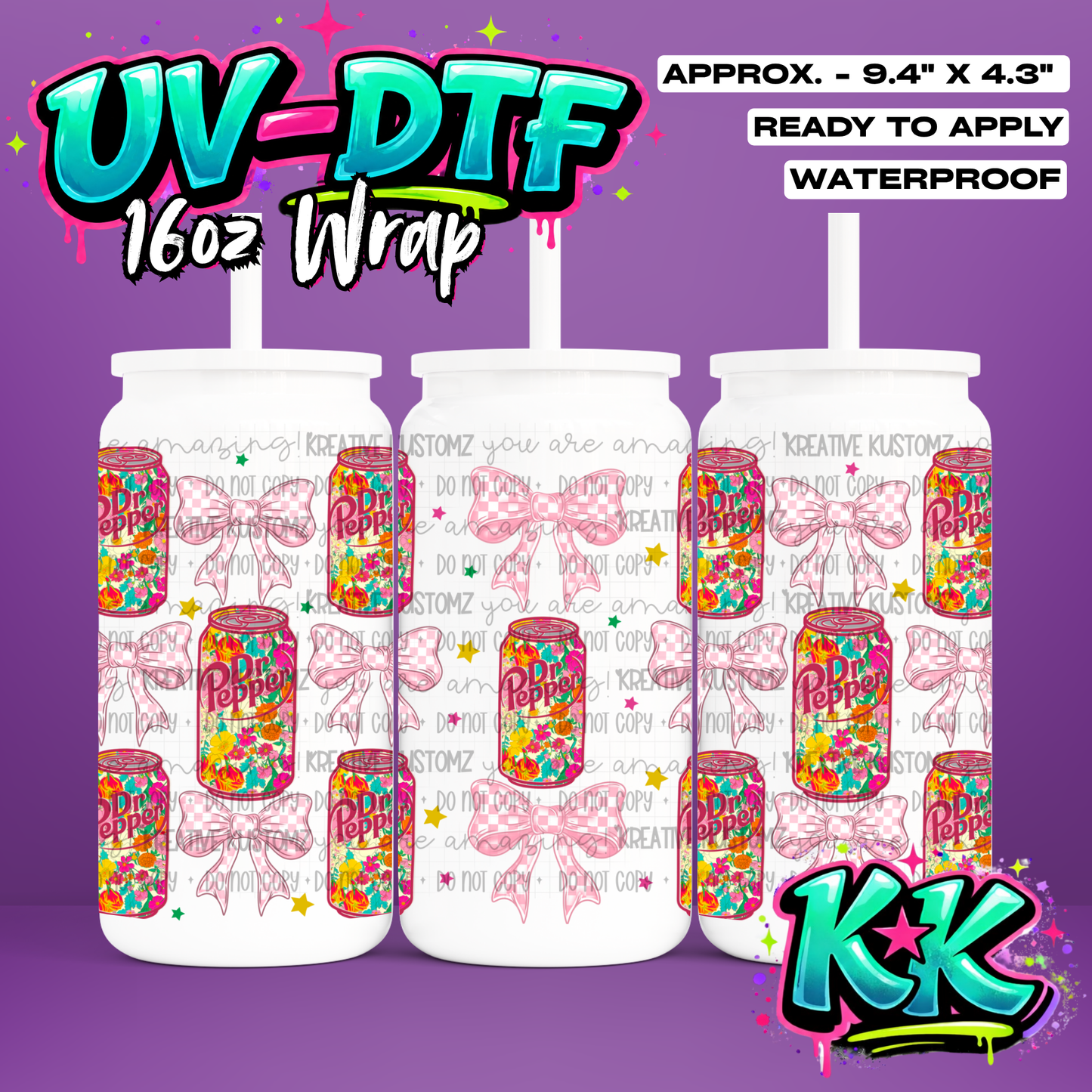 582 | UV DTF Cup Wrap for 16oz Libbey Glass