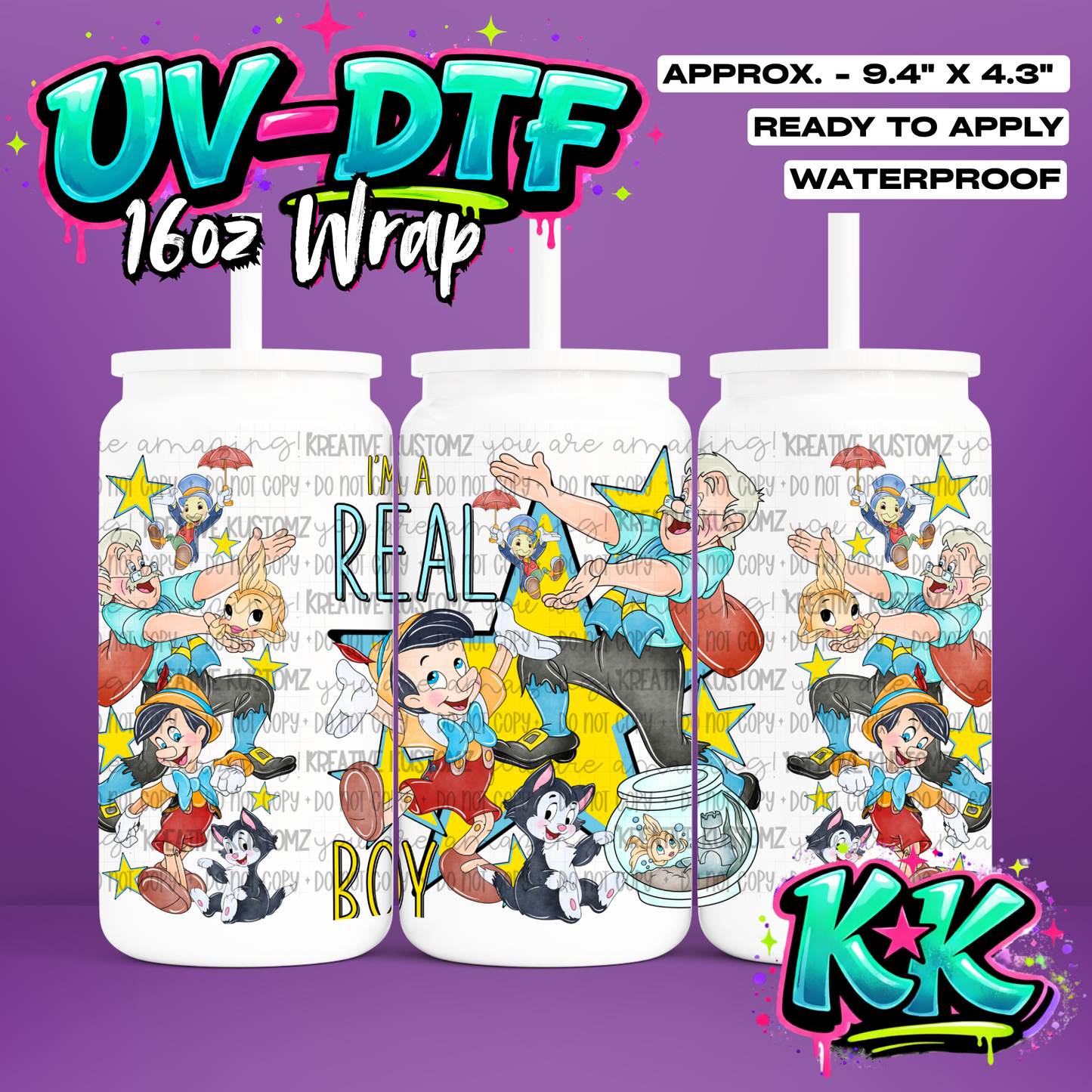 585 | UV DTF Cup Wrap for 16oz Libbey Glass