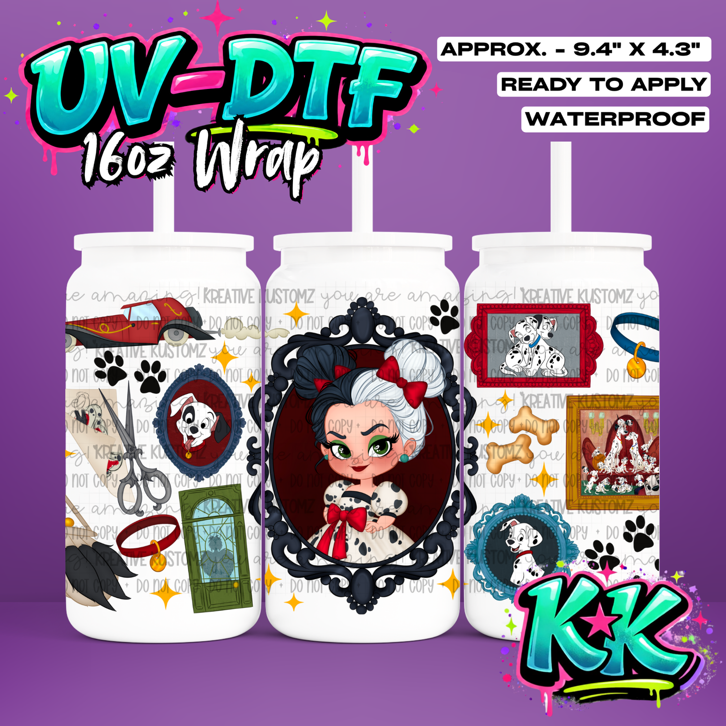 600 | UV DTF Cup Wrap for 16oz Libbey Glass