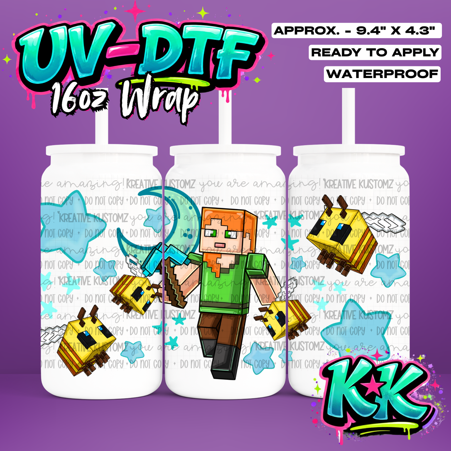 612 | UV DTF Cup Wrap for 16oz Libbey Glass