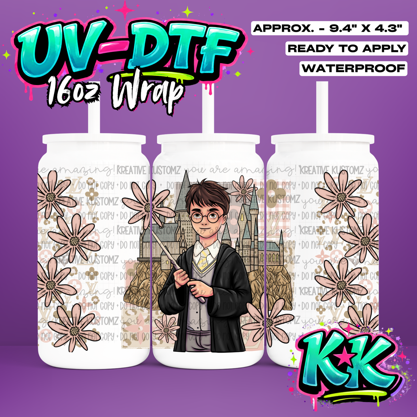 634 | UV DTF Cup Wrap for 16oz Libbey Glass