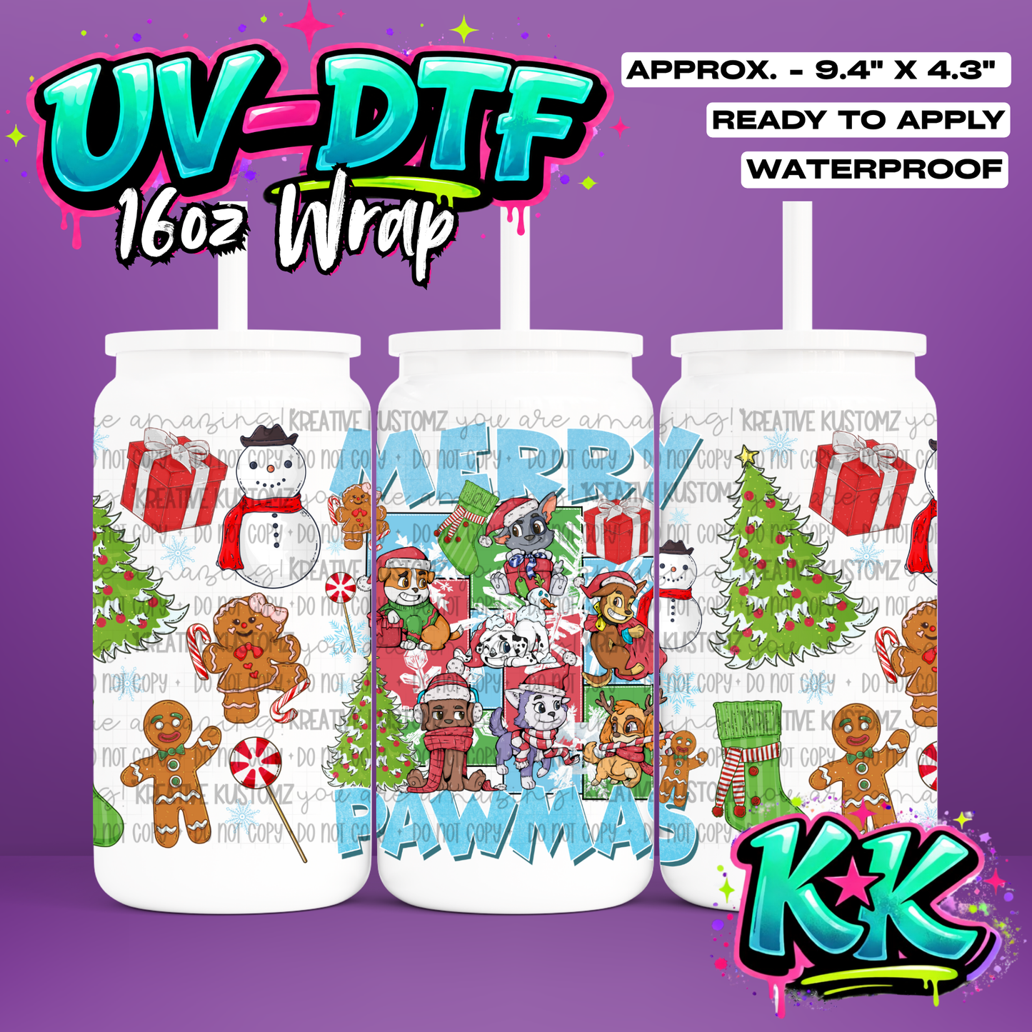 688 | UV DTF Cup Wrap for 16oz Libbey Glass