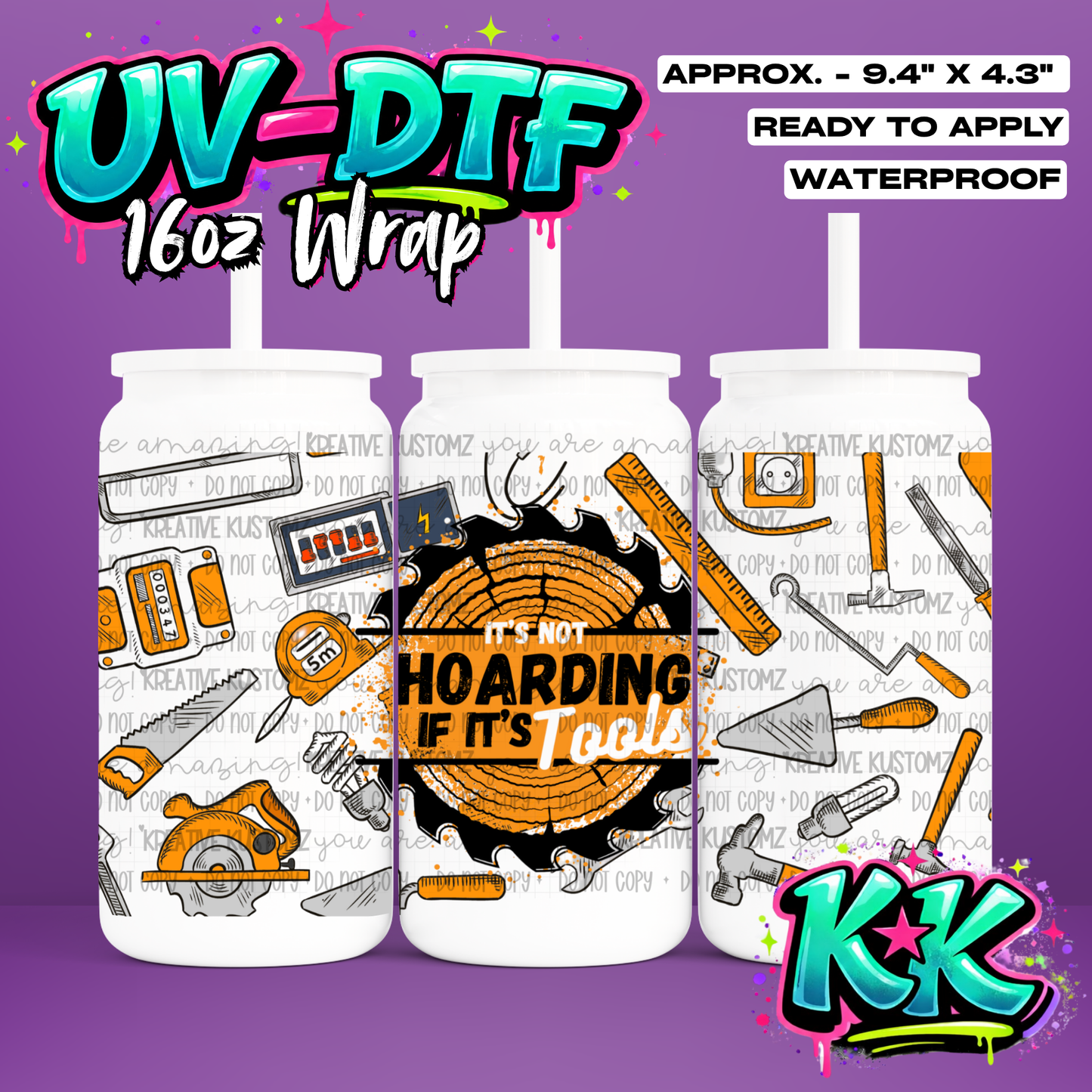 722 | UV DTF Cup Wrap for 16oz Libbey Glass