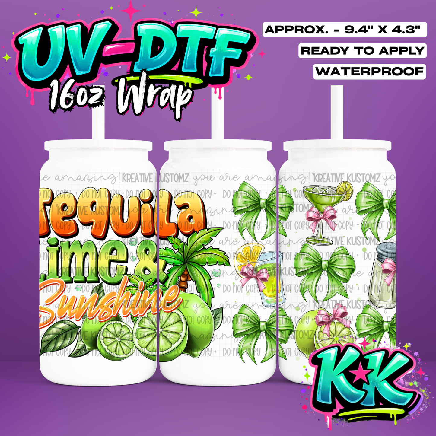 724 | UV DTF Cup Wrap for 16oz Libbey Glass
