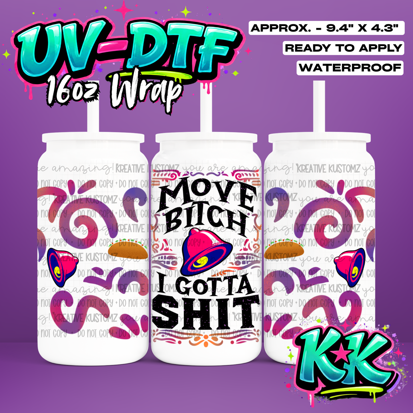 738 | UV DTF Cup Wrap for 16oz Libbey Glass