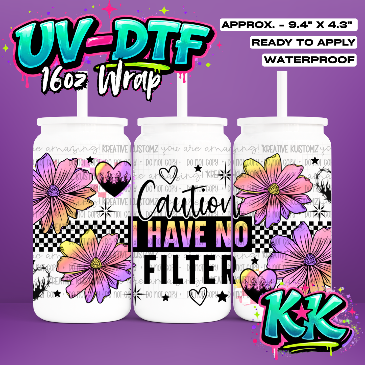 910 | UV DTF Cup Wrap for 16oz Libbey Glass