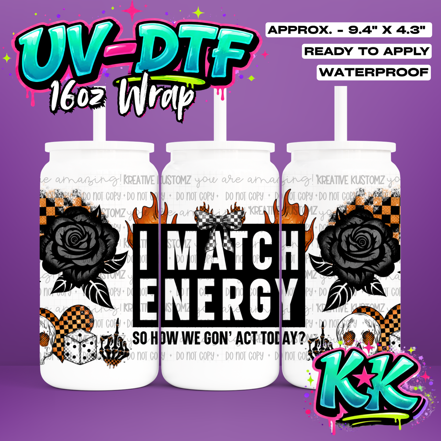 936 | UV DTF Cup Wrap for 16oz Libbey Glass