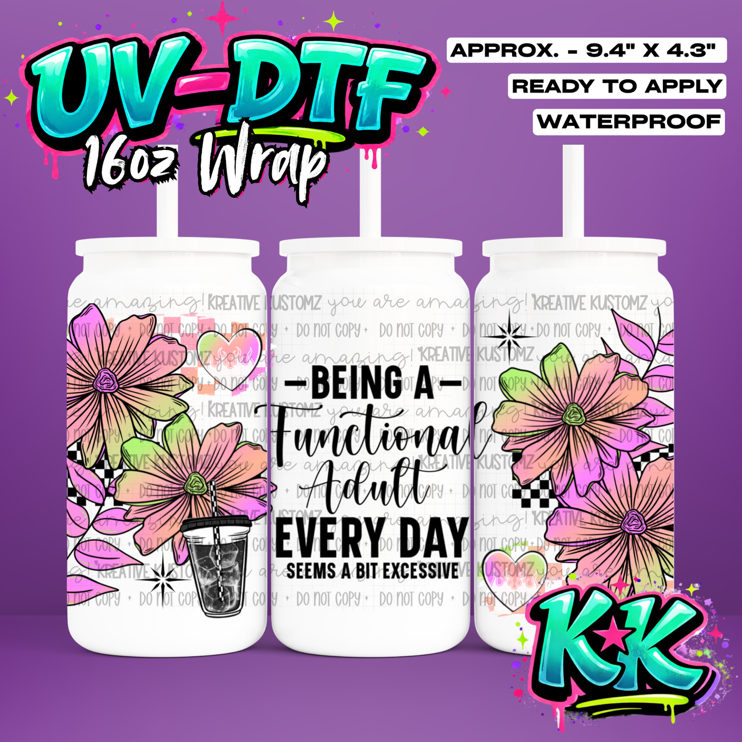 941 | UV DTF Cup Wrap for 16oz Libbey Glass