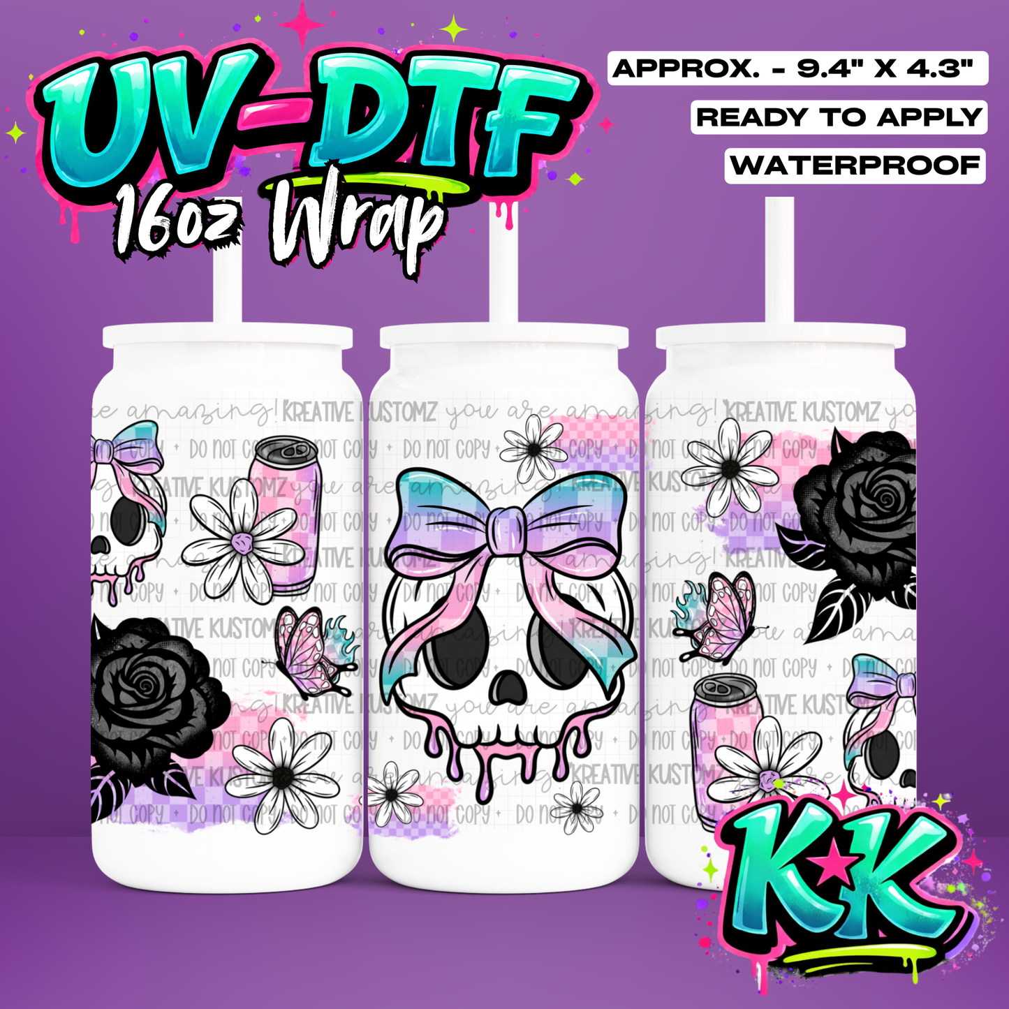 943 | UV DTF Cup Wrap for 16oz Libbey Glass