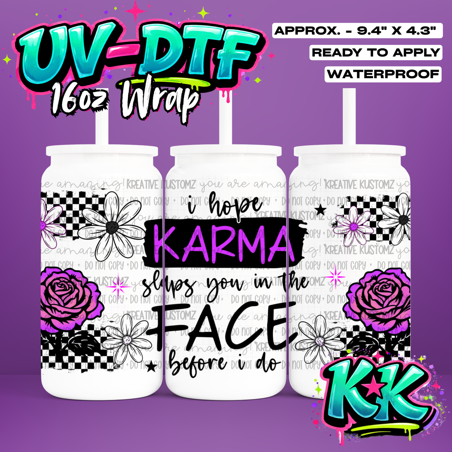 945 | UV DTF Cup Wrap for 16oz Libbey Glass