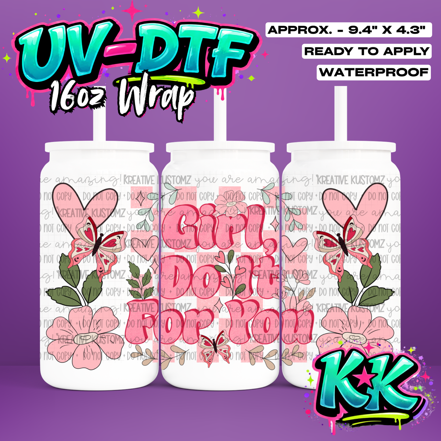 946 | UV DTF Cup Wrap for 16oz Libbey Glass