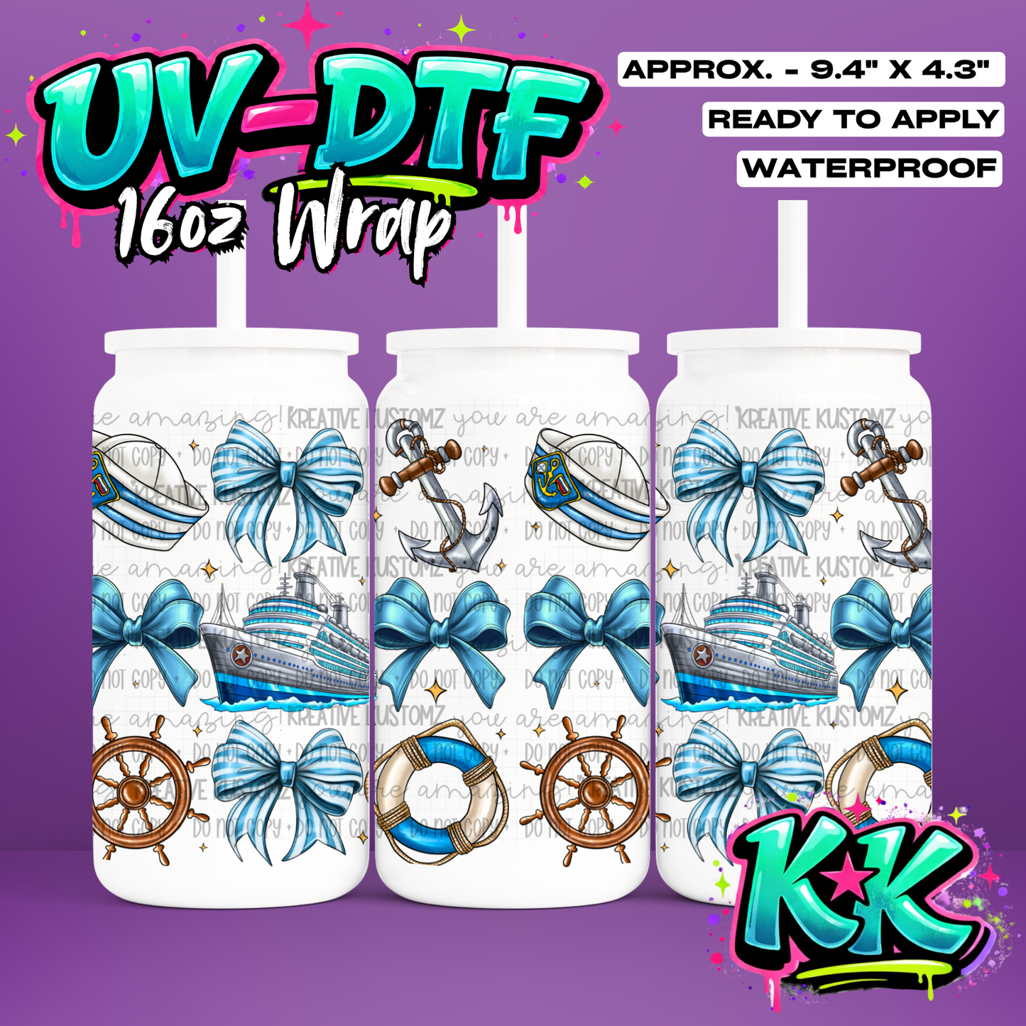 963 | UV DTF Cup Wrap for 16oz Libbey Glass
