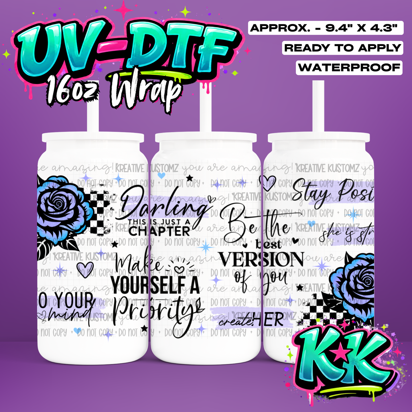 1046 | UV DTF Cup Wrap for 16oz Libbey Glass