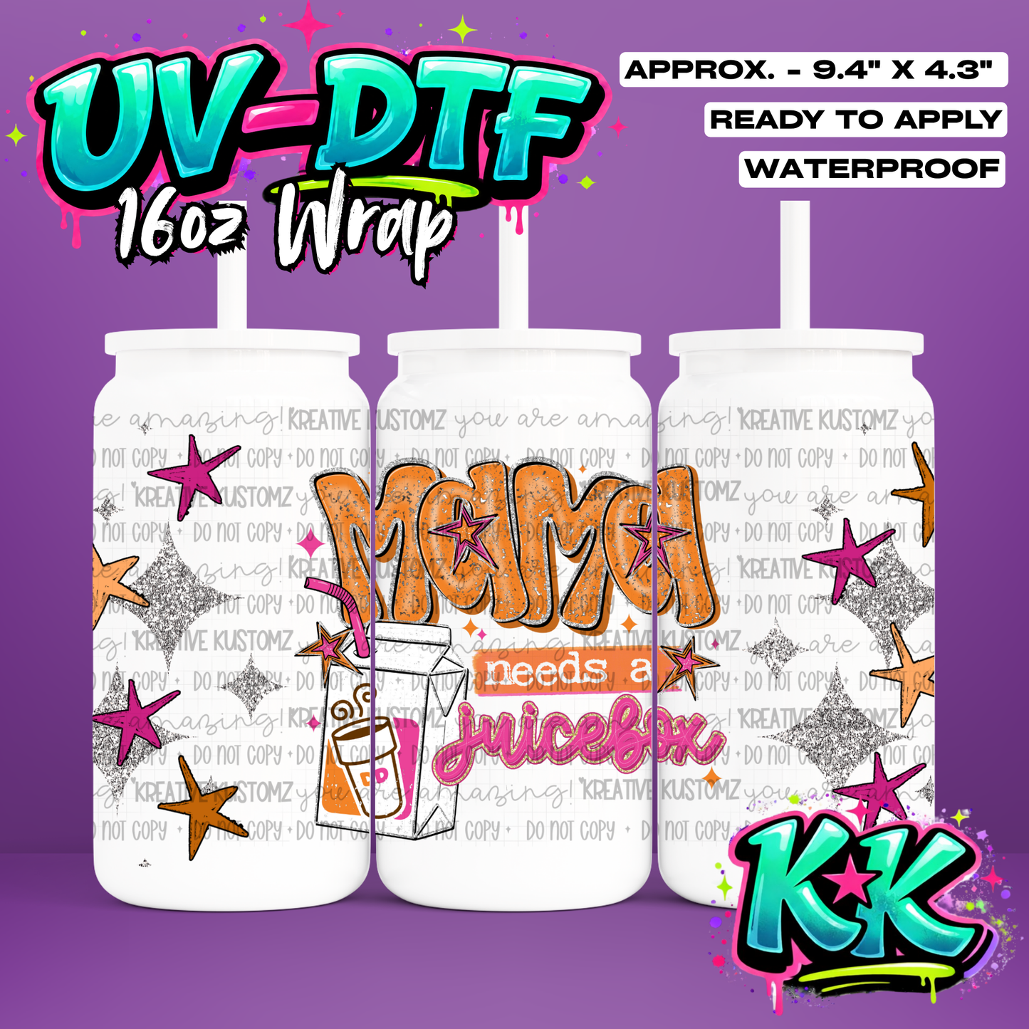 1088 | UV DTF Cup Wrap for 16oz Libbey Glass