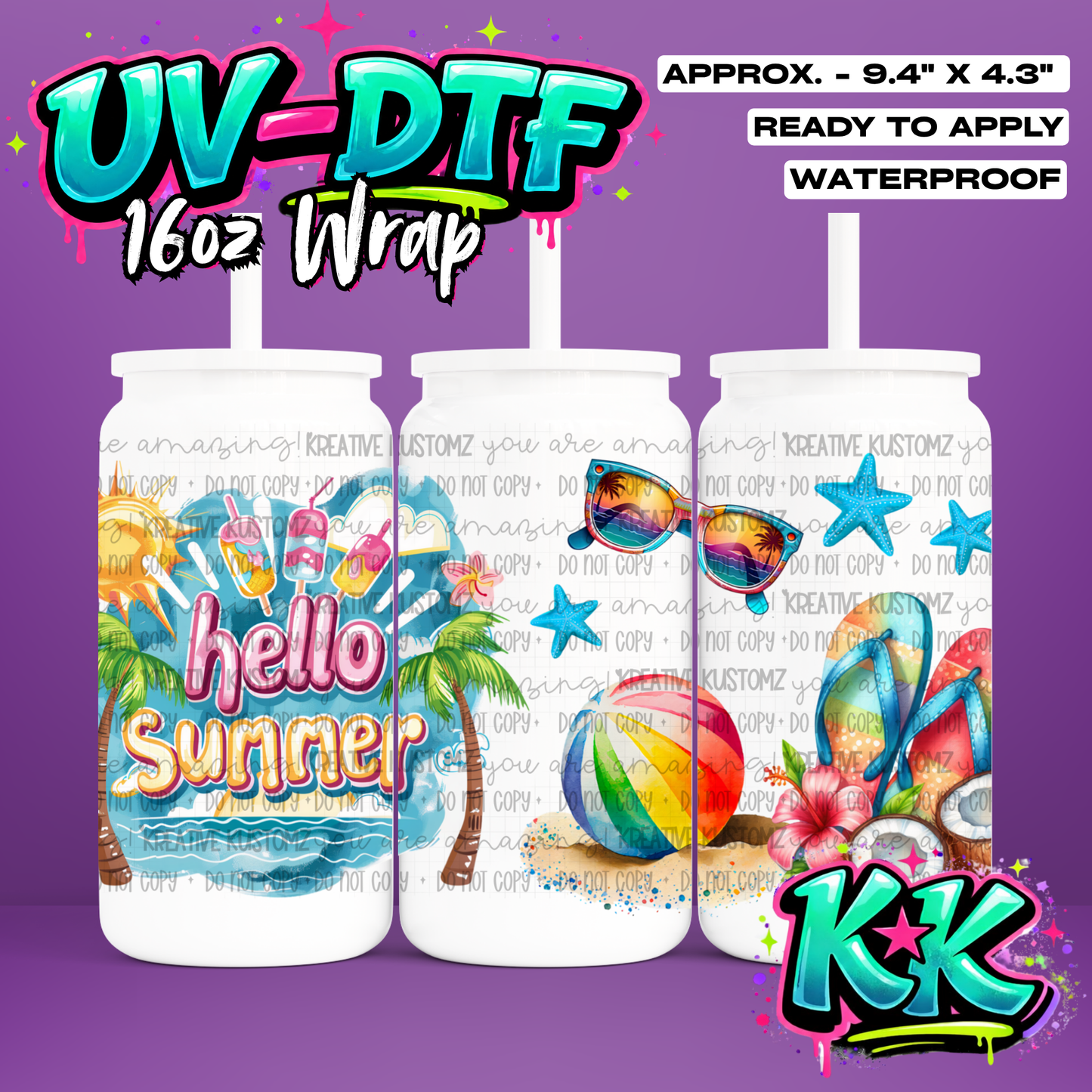 1185 | UV DTF Cup Wrap for 16oz Libbey Glass