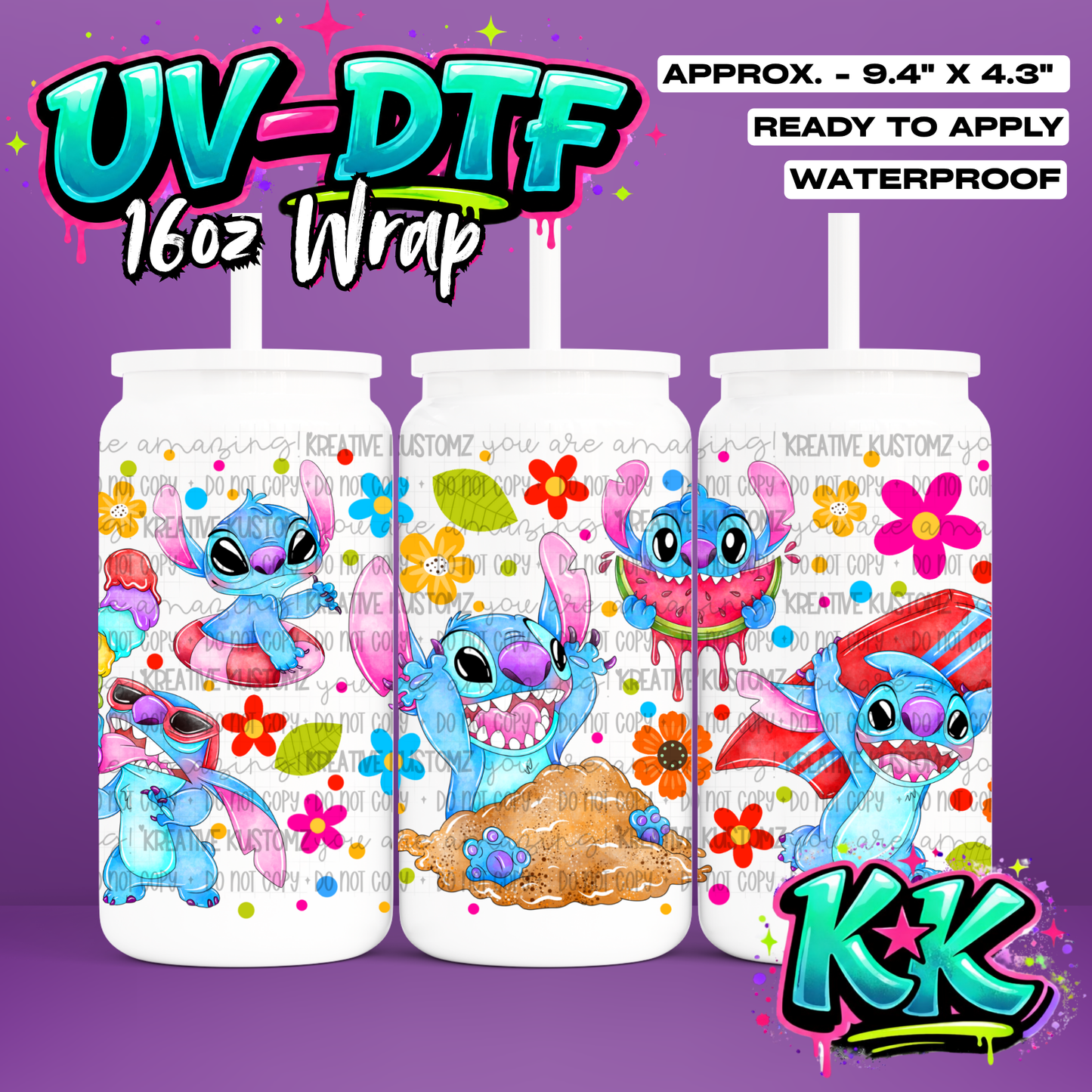 1216 | UV DTF Cup Wrap for 16oz Libbey Glass