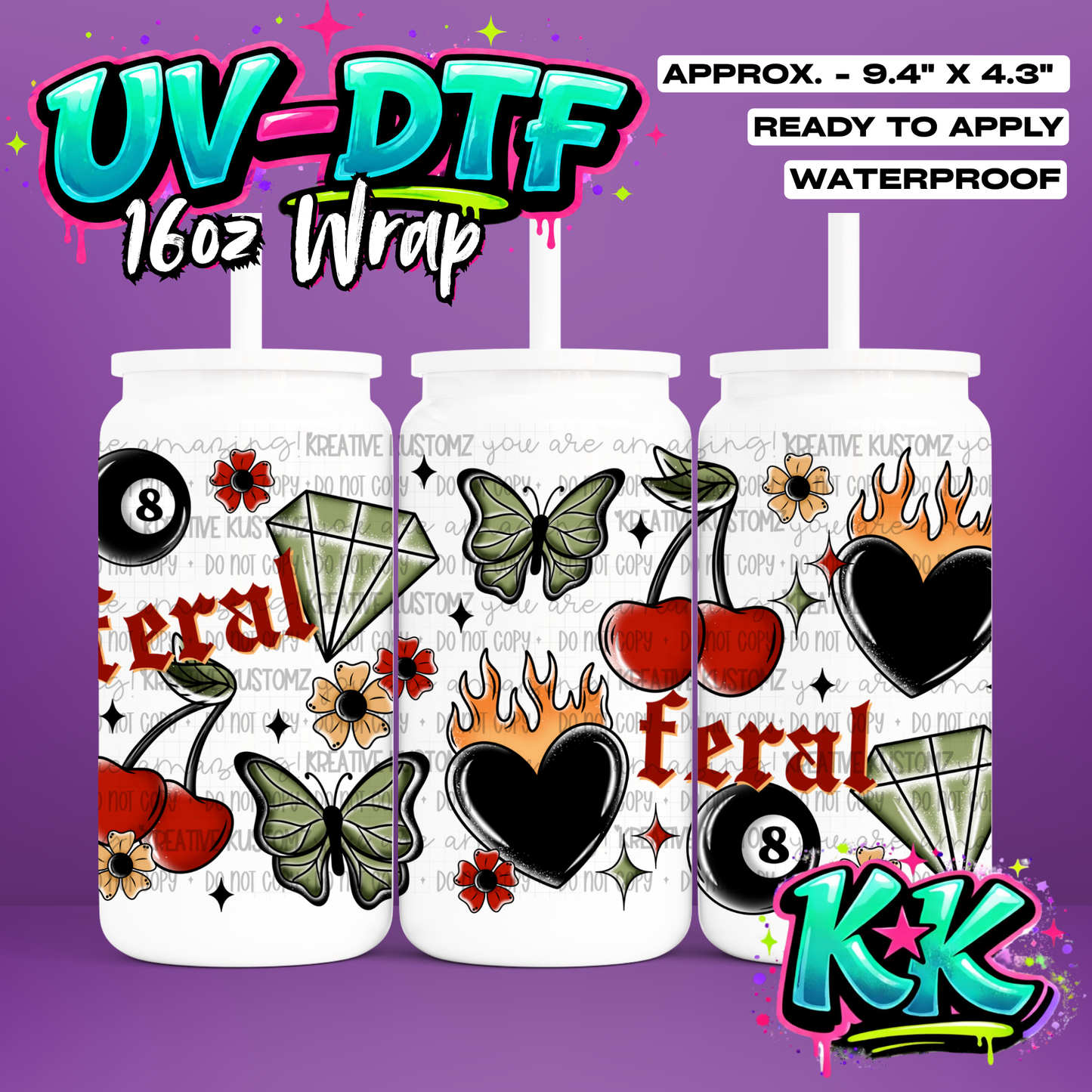 1232 | UV DTF Cup Wrap for 16oz Libbey Glass