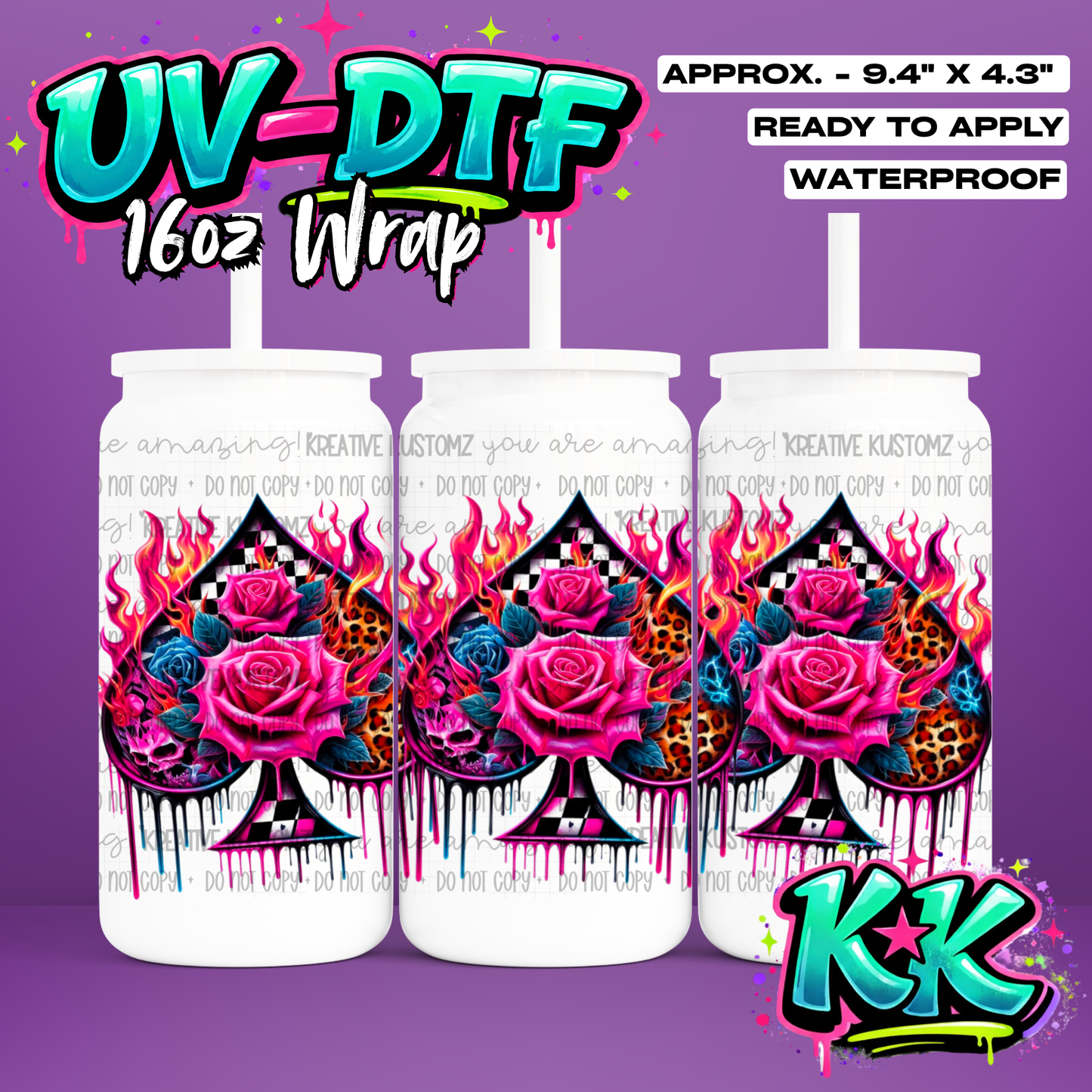 1249 | UV DTF Cup Wrap for 16oz Libbey Glass