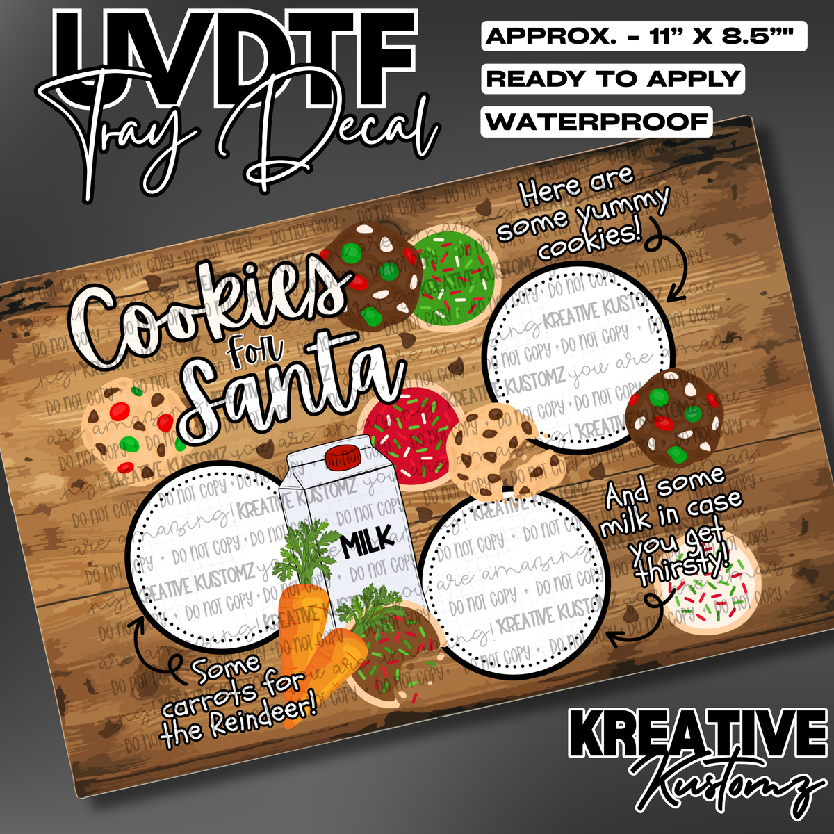 Christmas Cookie | Rectangle | UV DTF Tray Decal