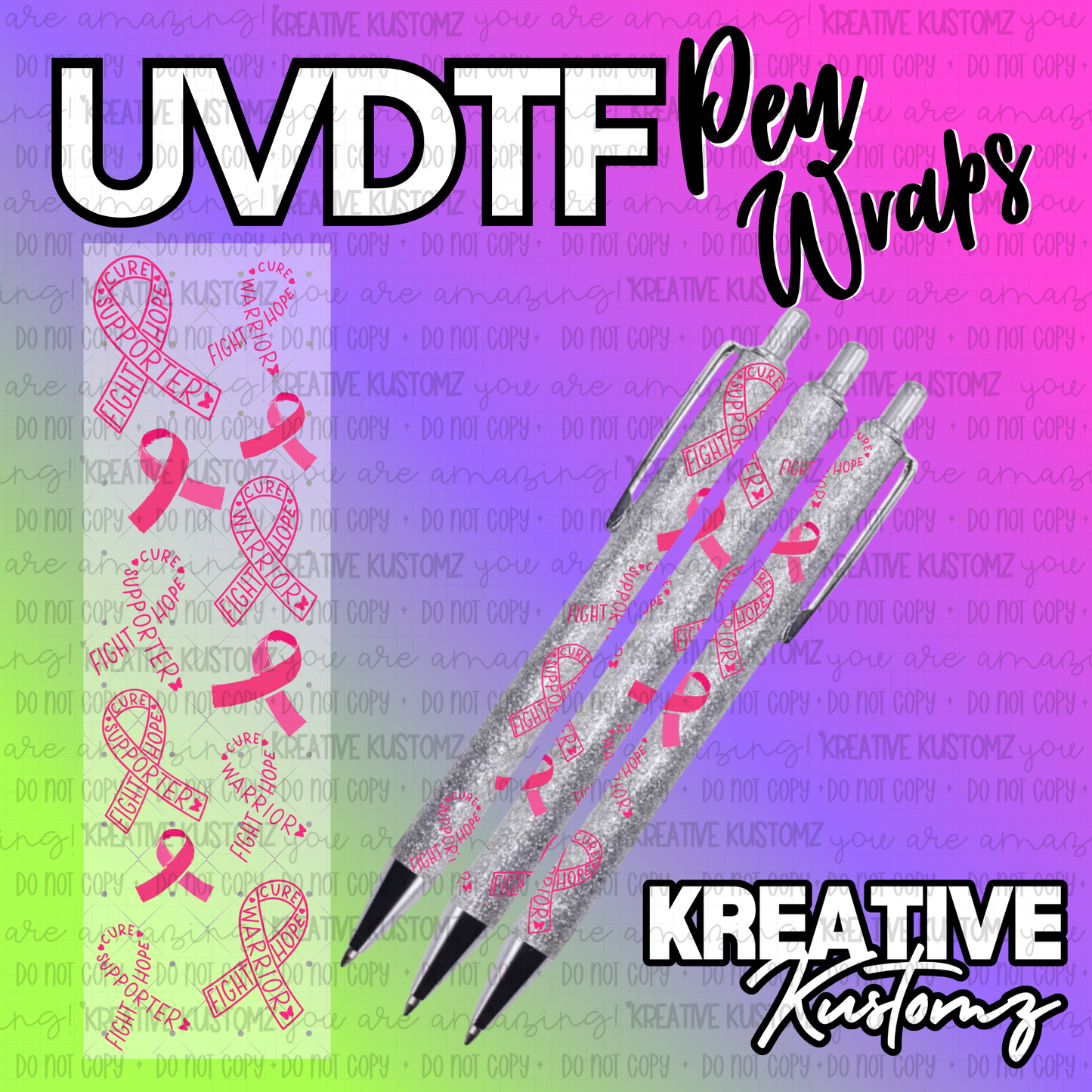 Breast Cancer Awareness | UV DTF Pen Wrap Decal