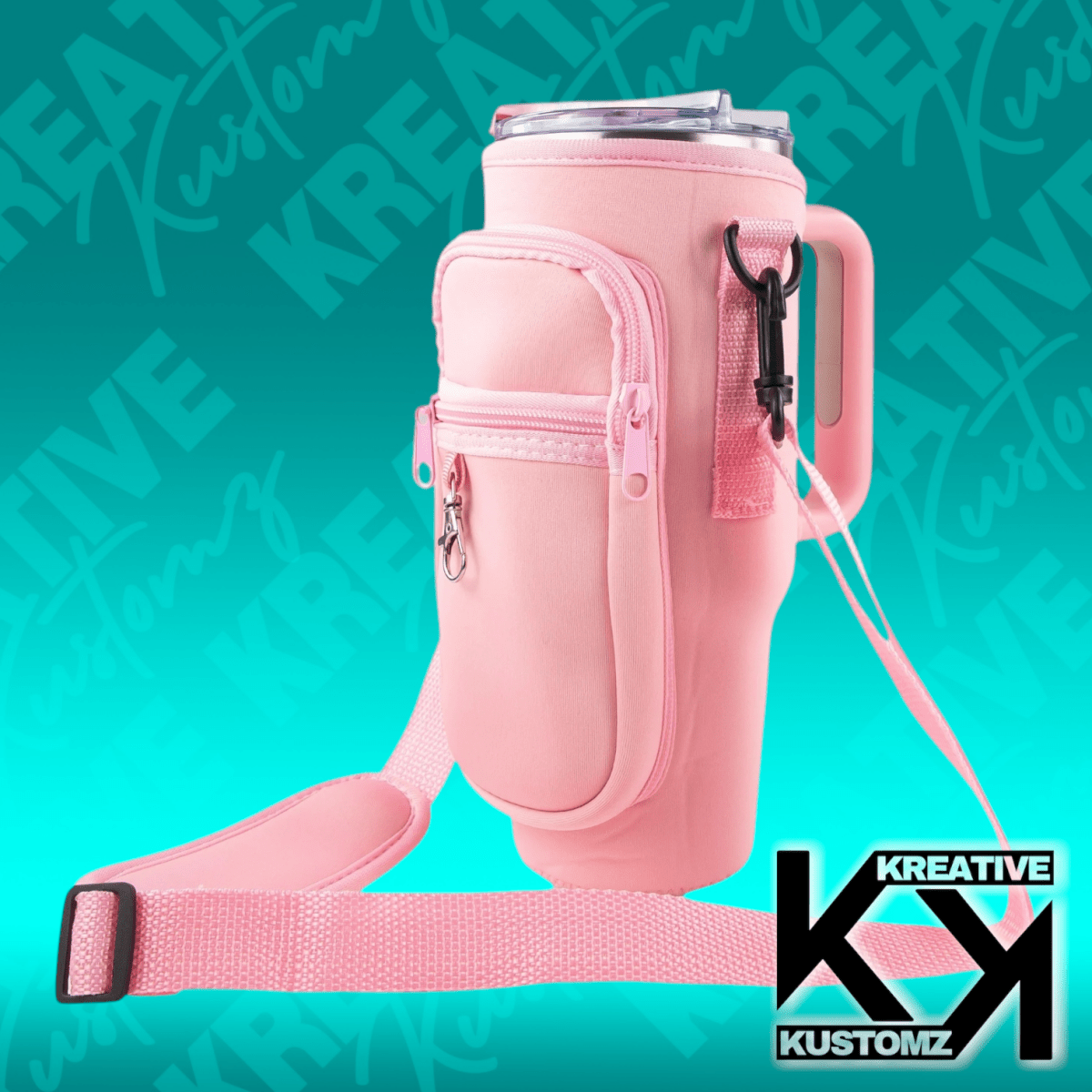 40oz PORTABLE TUMBLER SLEEVE BAG W/ STRAP & HOOK - Kreative Kustomz