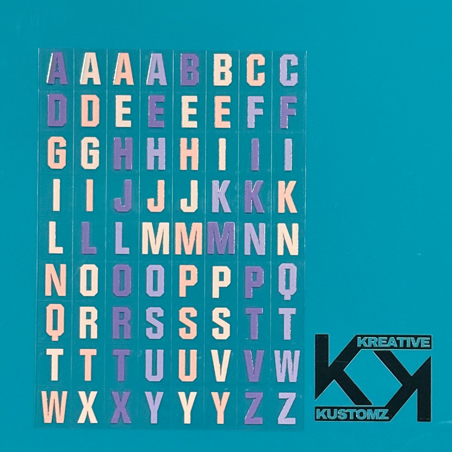 A5 UVDTF Element Sheet - Purple Pink ABC