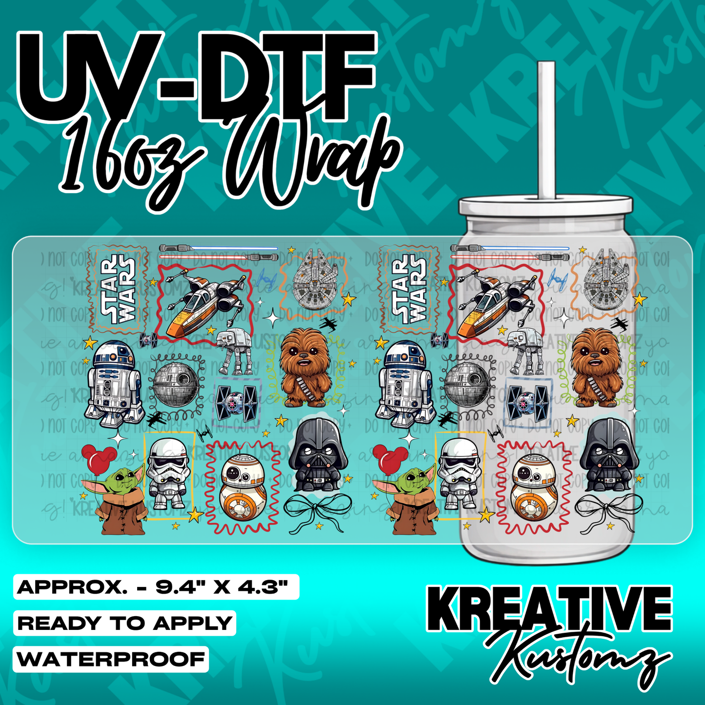 Universe Wars Design | UV DTF Cup Wrap for 16oz Libbey Glass