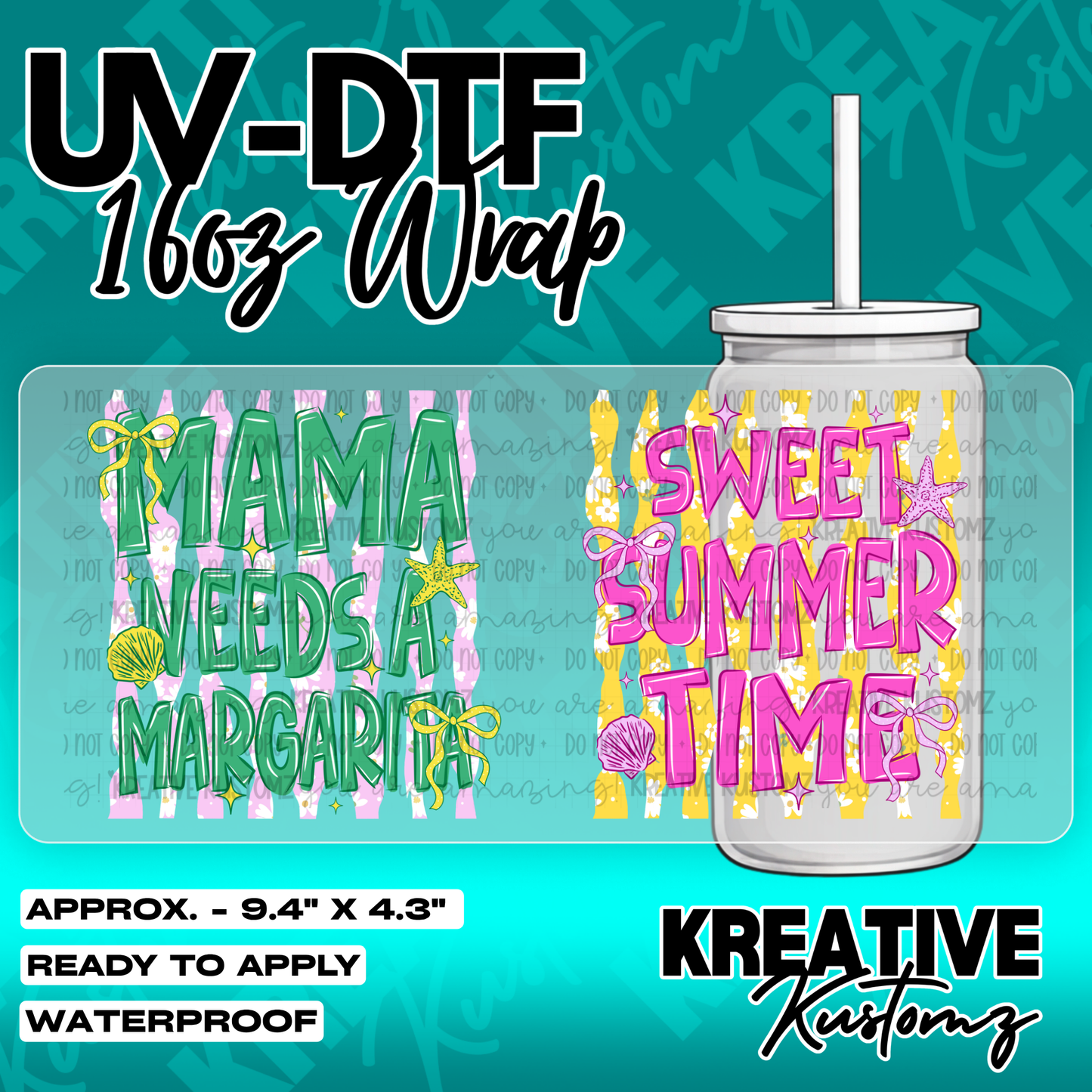 Sweet Summer Time Mama | UV DTF Cup Wrap for 16oz Libbey Glass