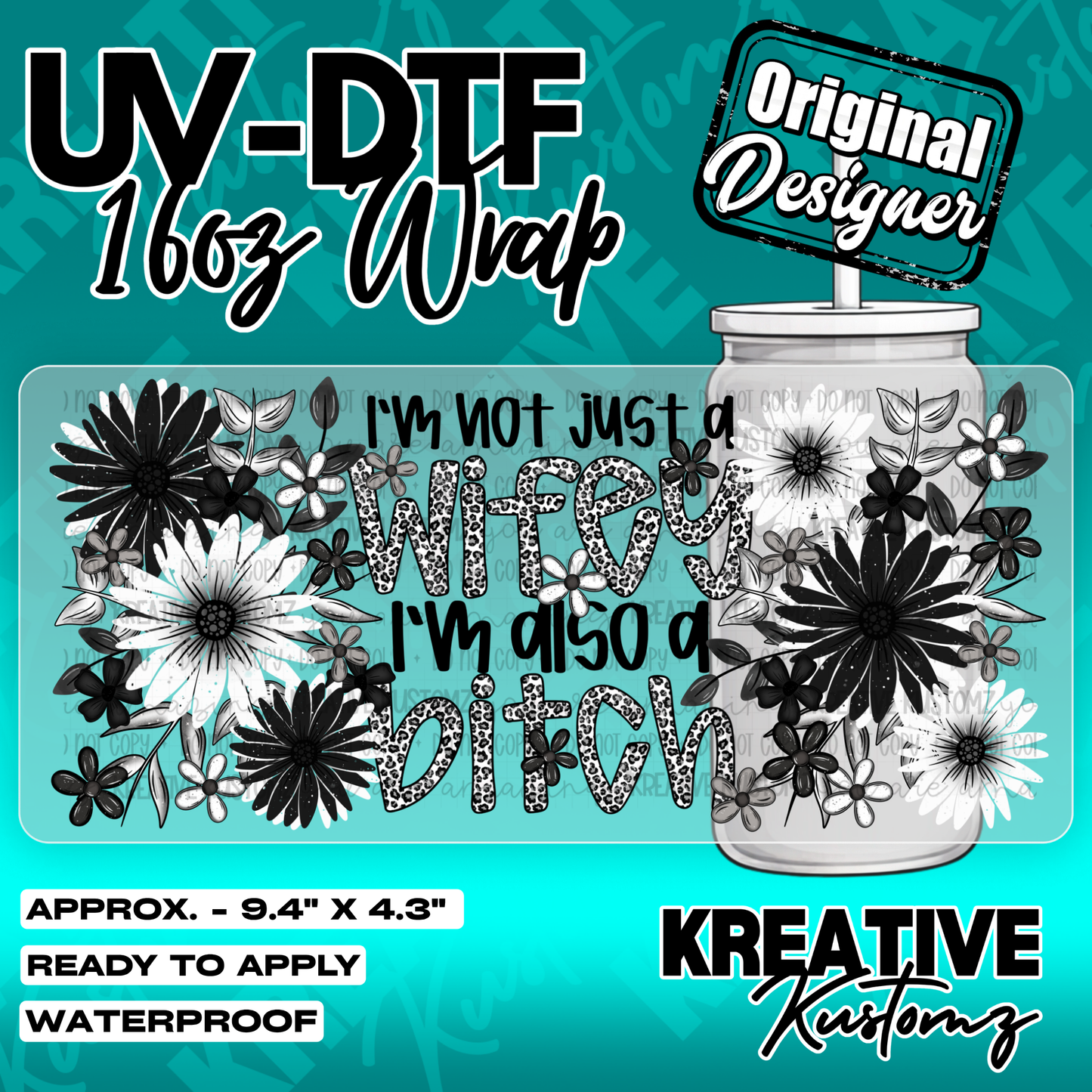 Not Just a Wifey | UV DTF Cup Wrap for 16oz Libbey Glass
