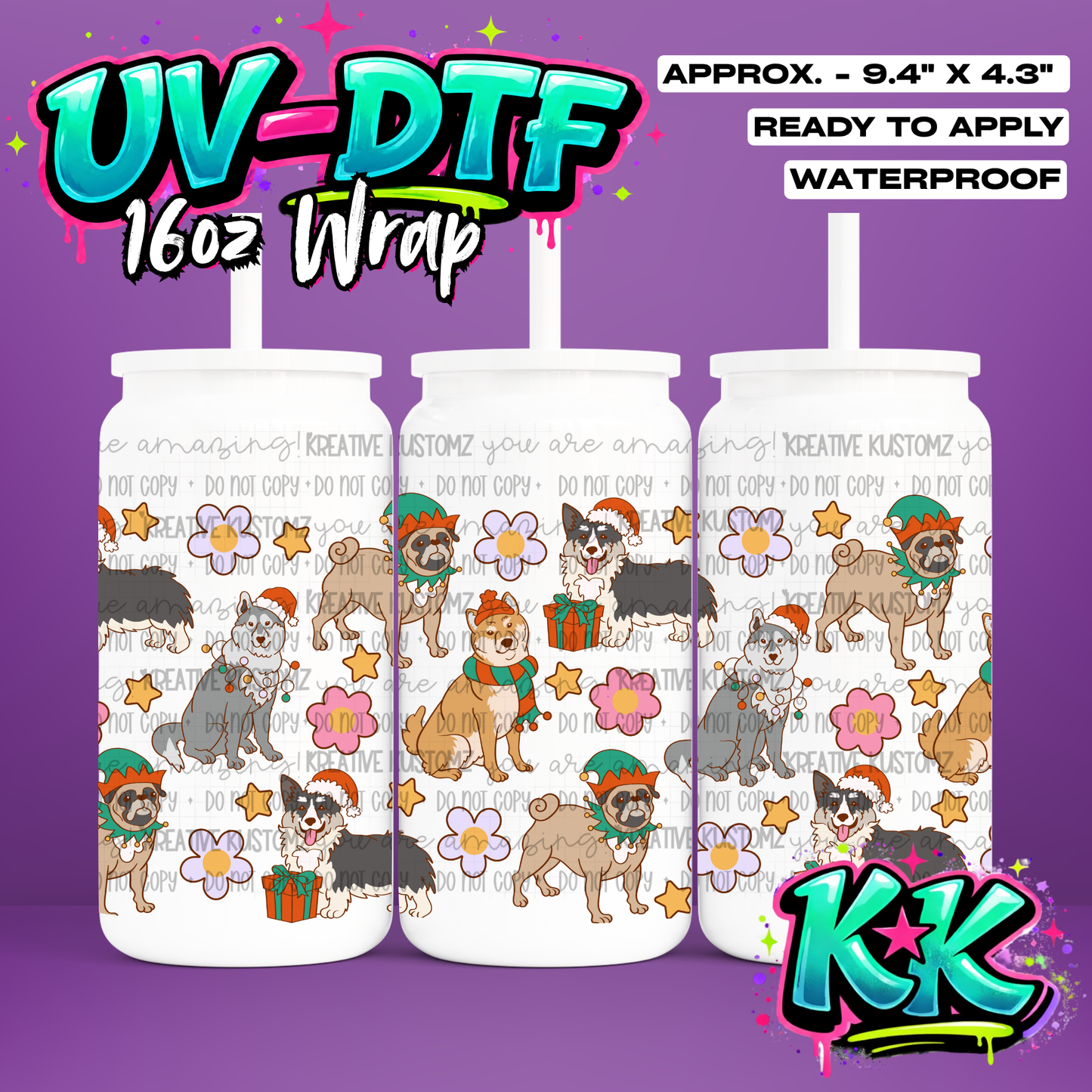 6491 | UV DTF Cup Wrap for 16oz Libbey Glass