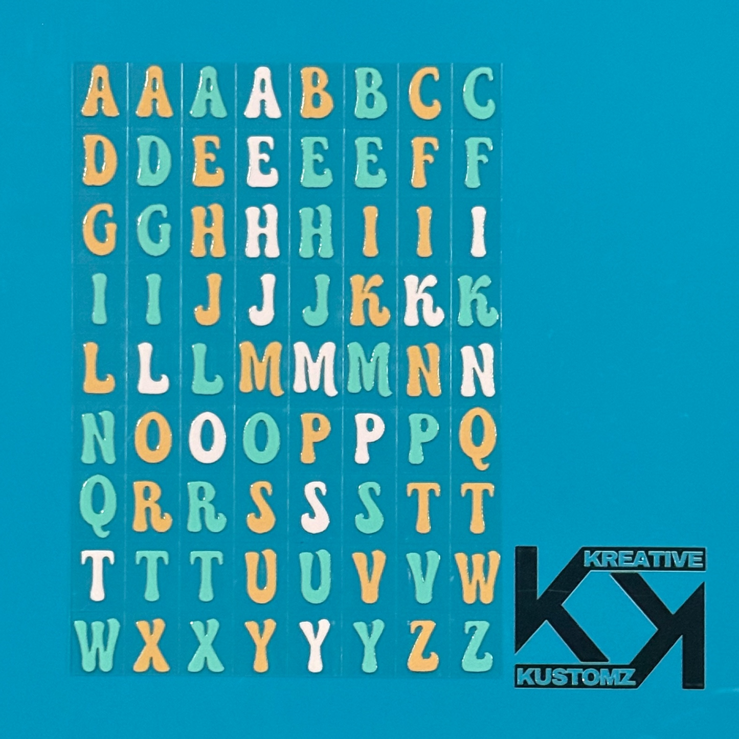 A5 UVDTF Element Sheet - Orange Blue ABC