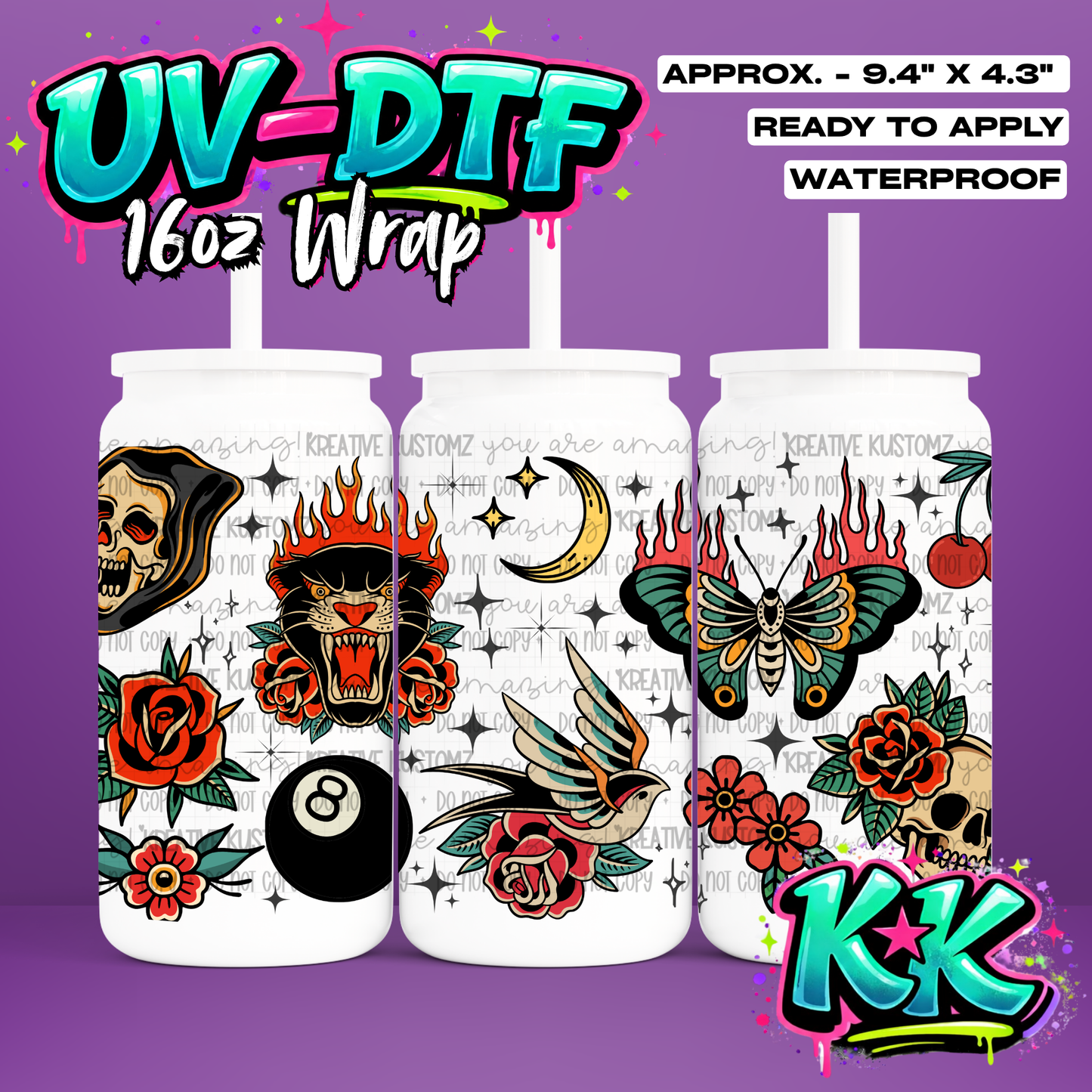 6533 | UV DTF Cup Wrap for 16oz Libbey Glass