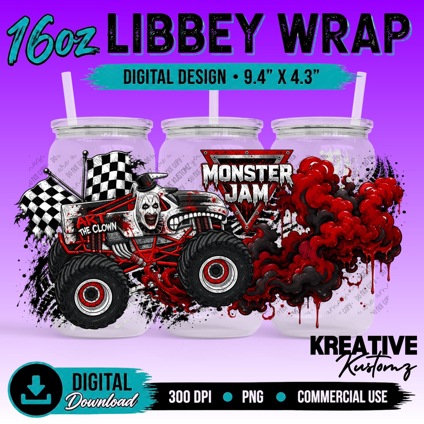 MJ Truck Horror | 16oz Libbey Glass Can Wrap PNG - Digital Download Bundle