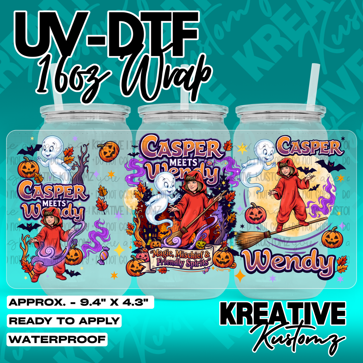 Halloween Ghost Inspired | UV DTF Cup Wrap for 16oz Libbey Glass