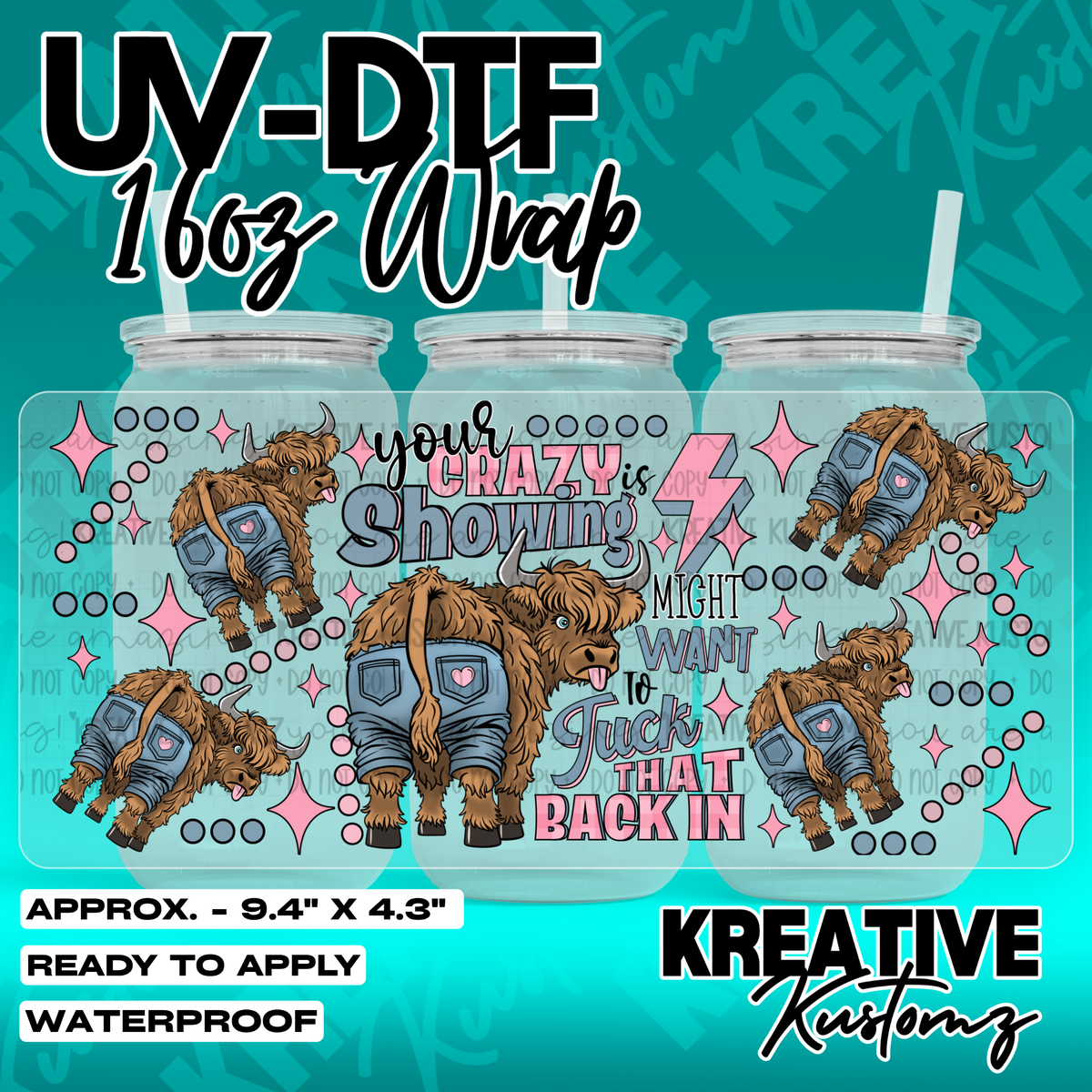 Sassy Fun Quotes Design | UV DTF Cup Wrap for 16oz Libbey Glass