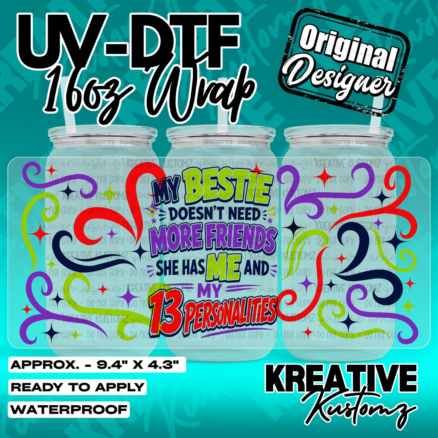 7307 | UV DTF Cup Wrap for 16oz Libbey Glass