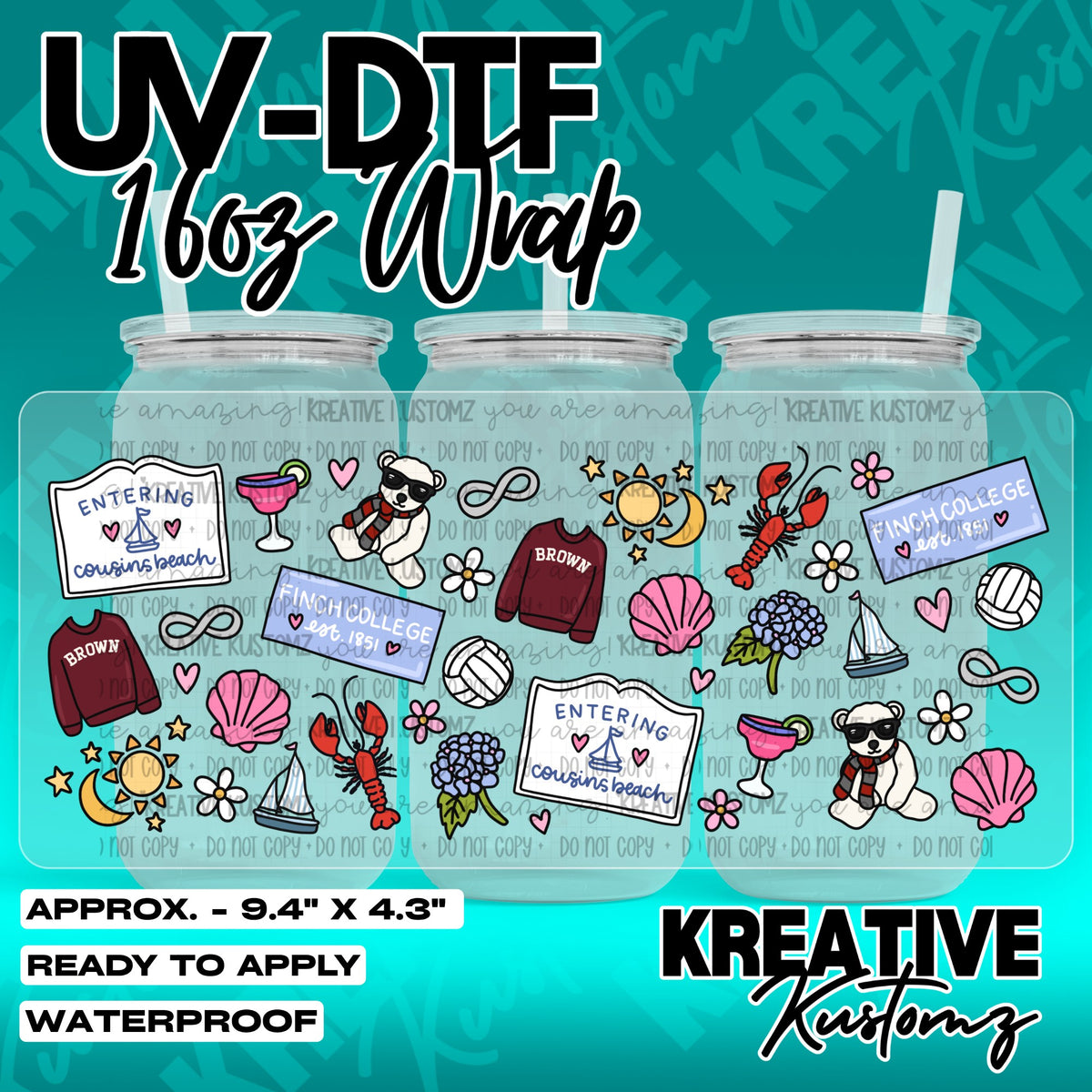 7414 | UV DTF Cup Wrap for 16oz Libbey Glass